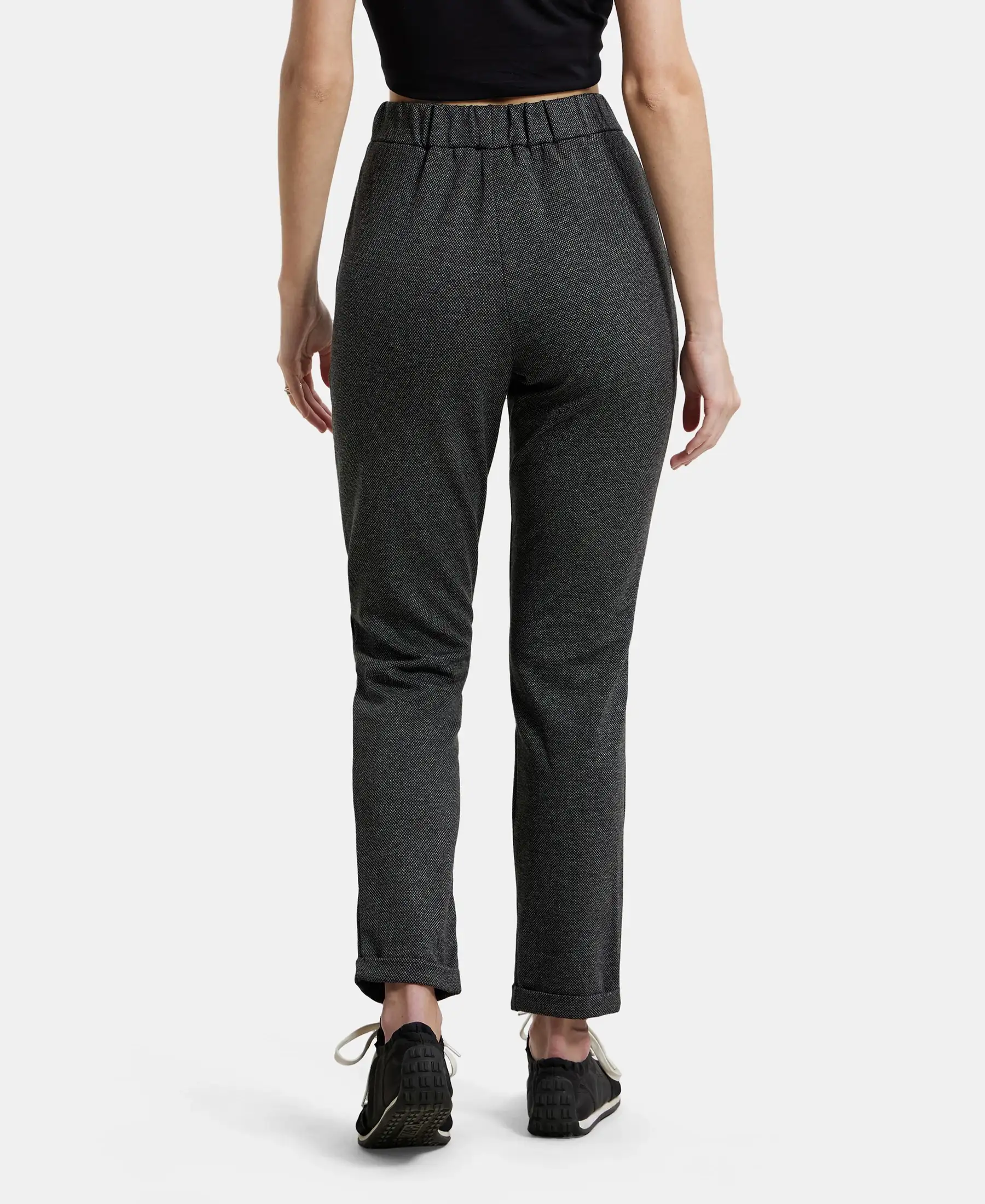 Rayon Polyester Elastane Stretch Slim Fit All Day Pants with Side Pockets - Black - Image 3