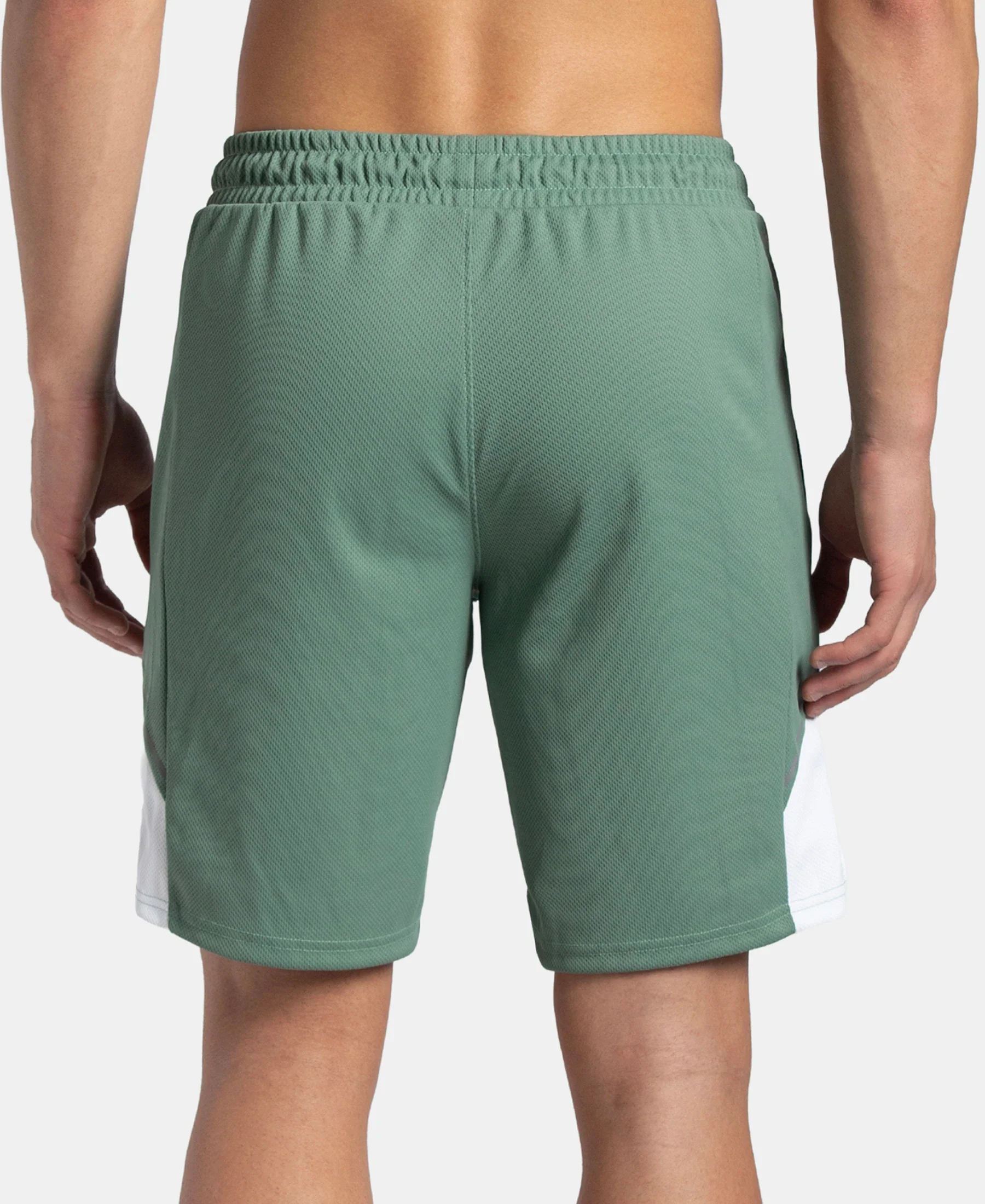 Recycled Microfiber Straight Fit Shorts with StayFresh Treatment - Green & White - Image 3