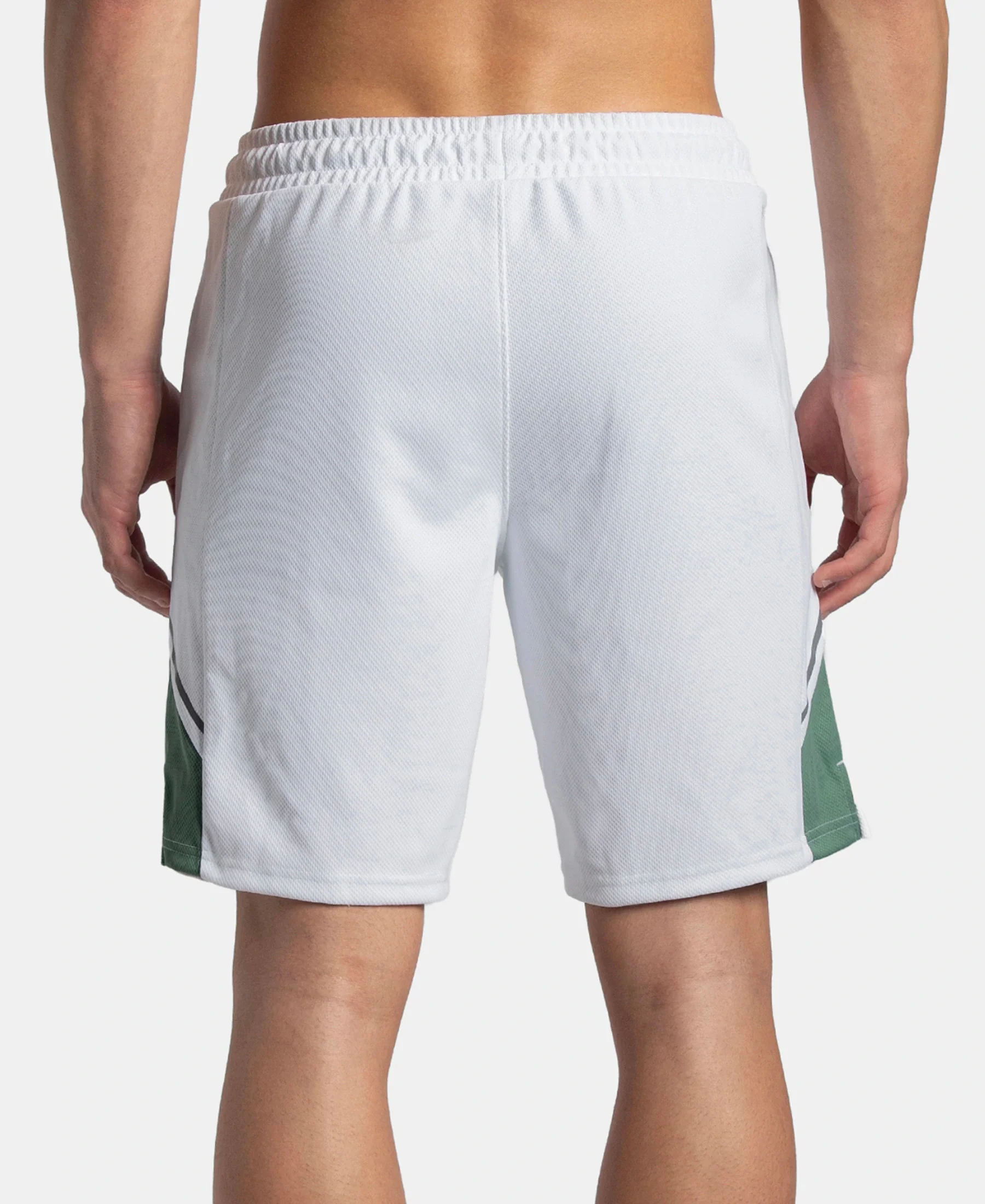 Recycled Microfiber Straight Fit Shorts with StayFresh Treatment - White & Green - Image 3