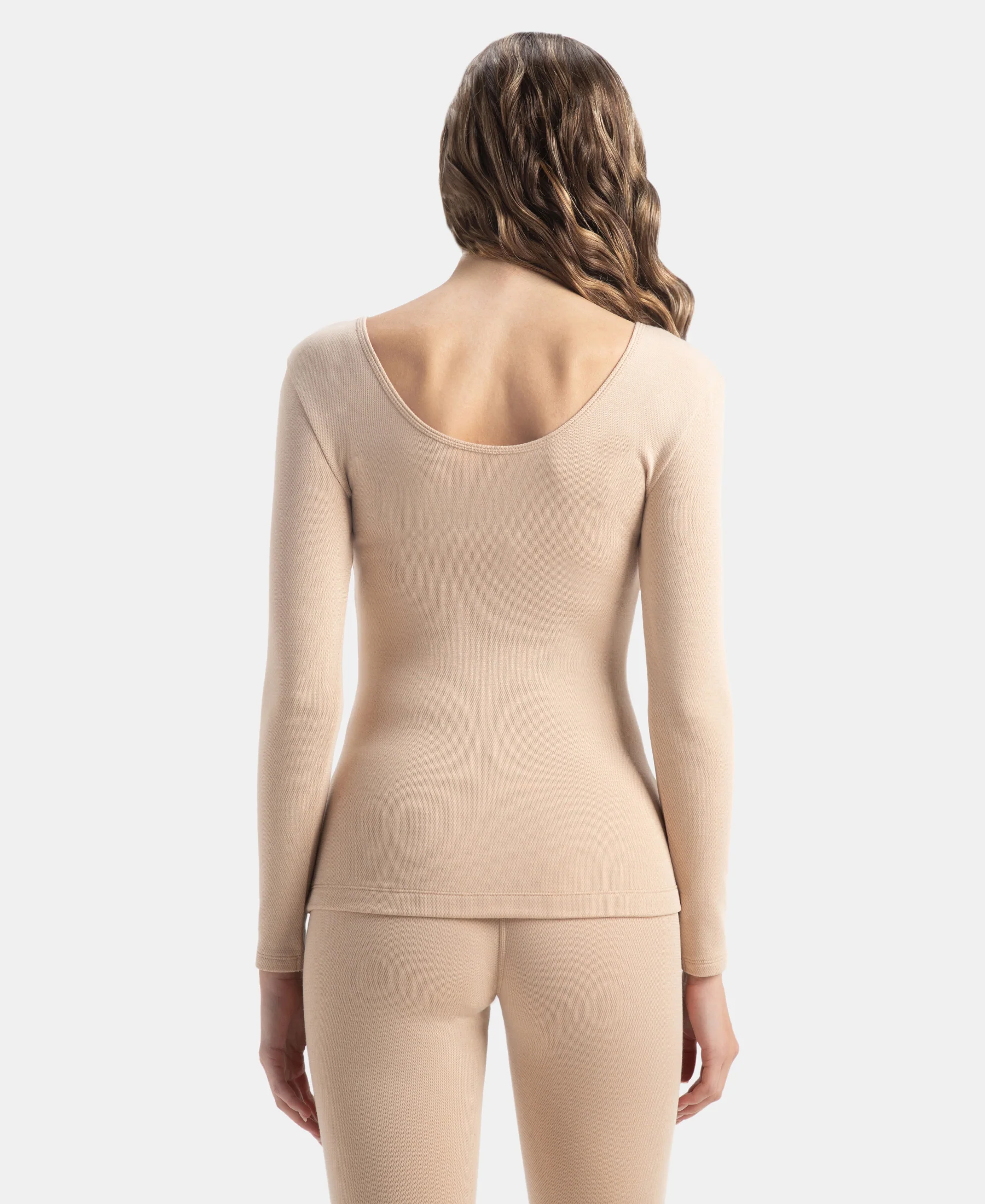 Ultra Warmth Soft Touch Microfiber Elastane Stretch Fleece Fabric Full Sleeve Thermal Top with StayWarm Technology - Skin - Image 3