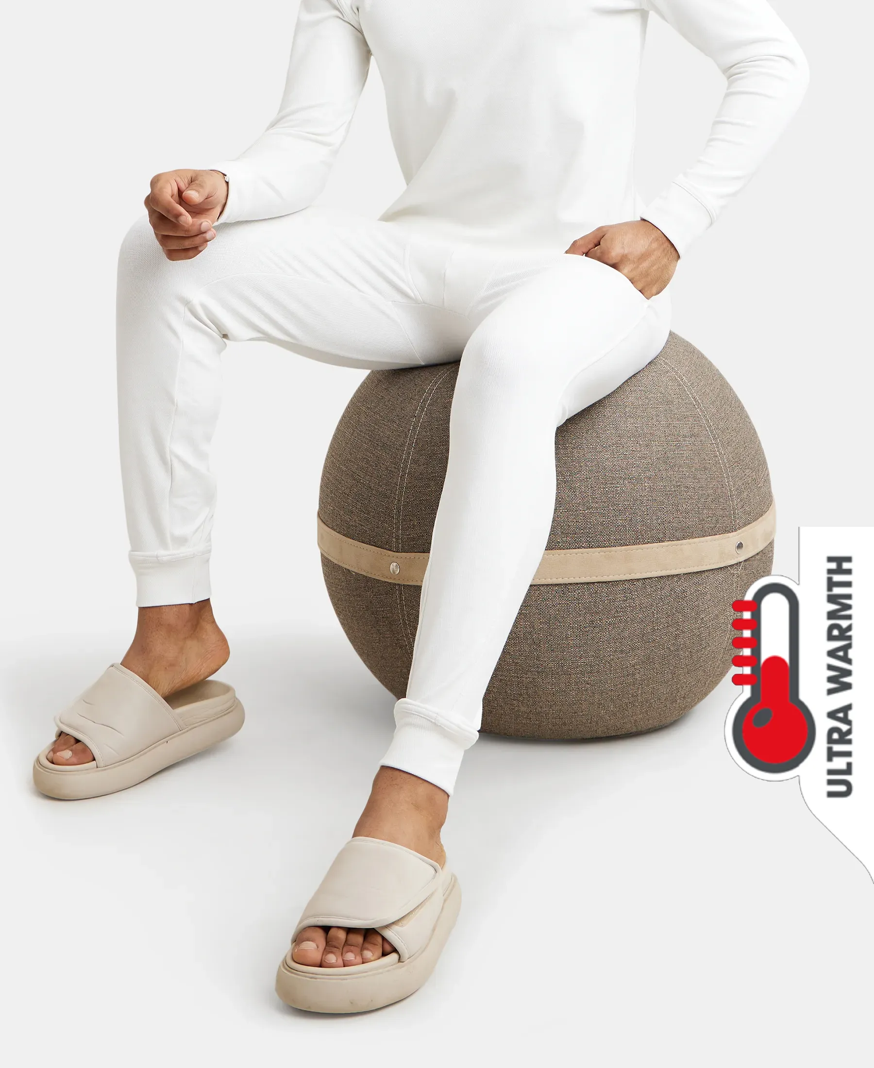 Ultra Warmth Soft Touch Microfiber Elastane Stretch Fleece Fabric Thermal Long John with StayWarm Technology - Light Bright White - Image 5