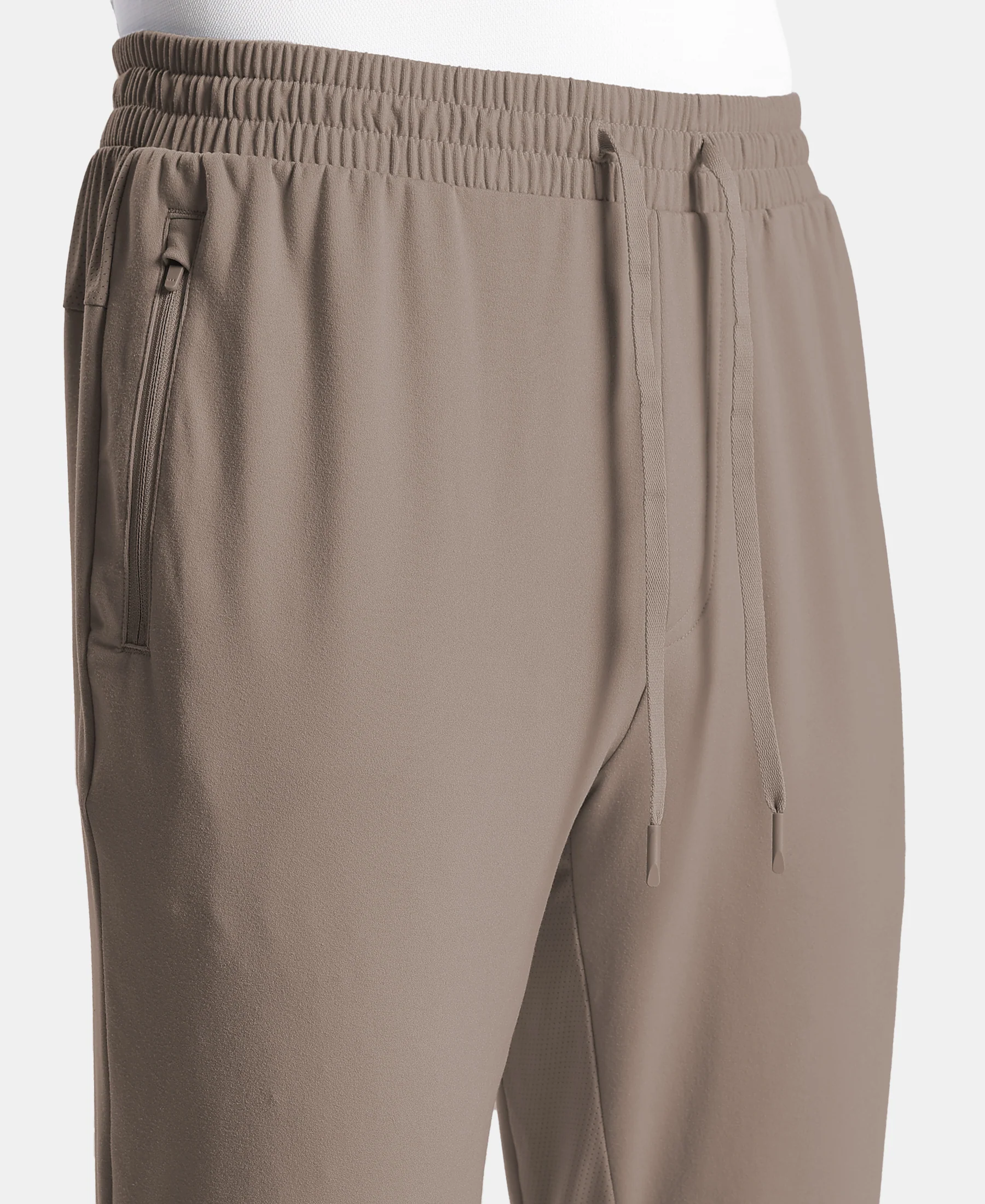 Soft Touch Microfiber Elastane Stretch Trackpant with Side Pockets and StayFresh Treatment - Dark Khaki - Image 10
