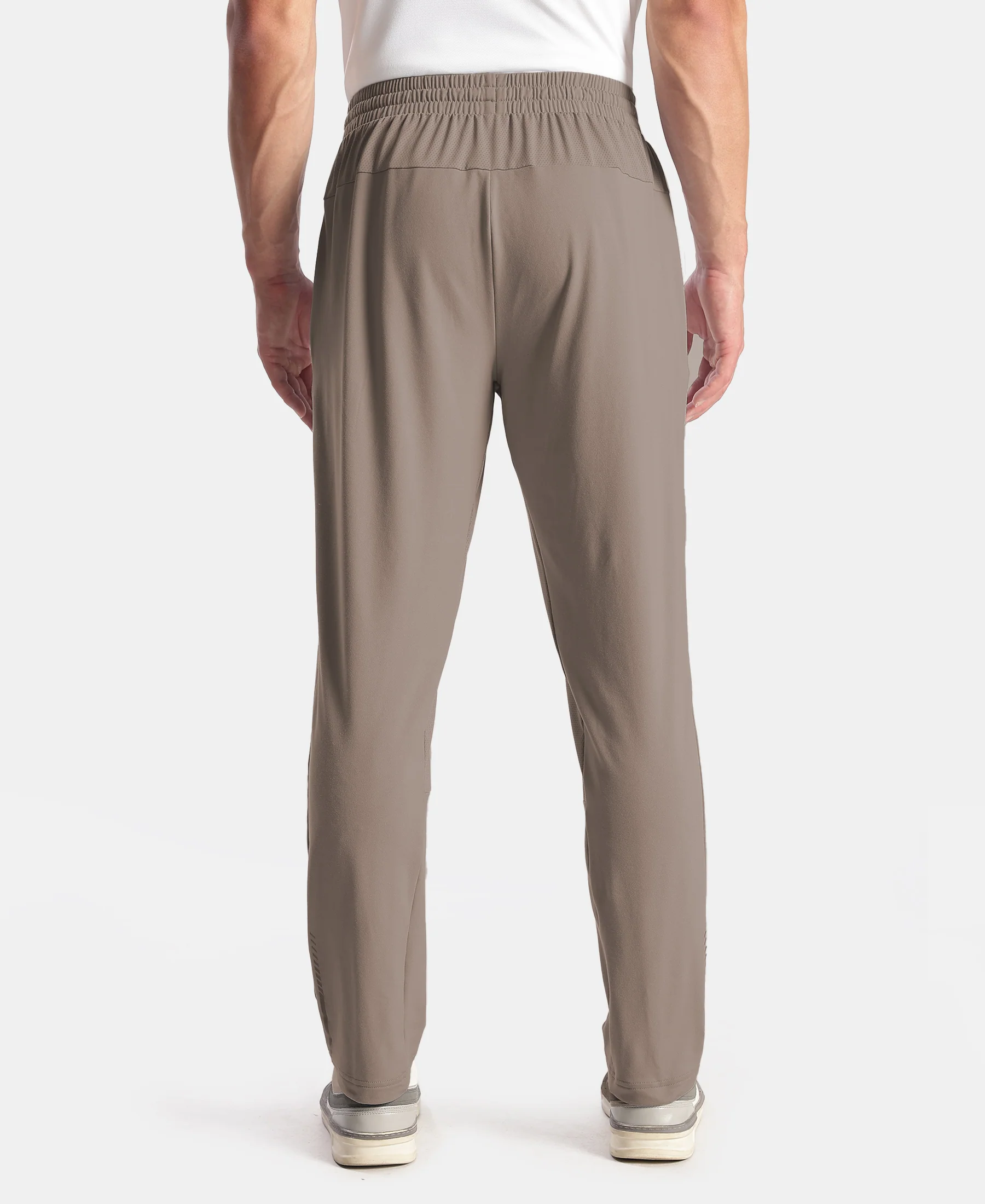 Soft Touch Microfiber Elastane Stretch Trackpant with Side Pockets and StayFresh Treatment - Dark Khaki - Image 3