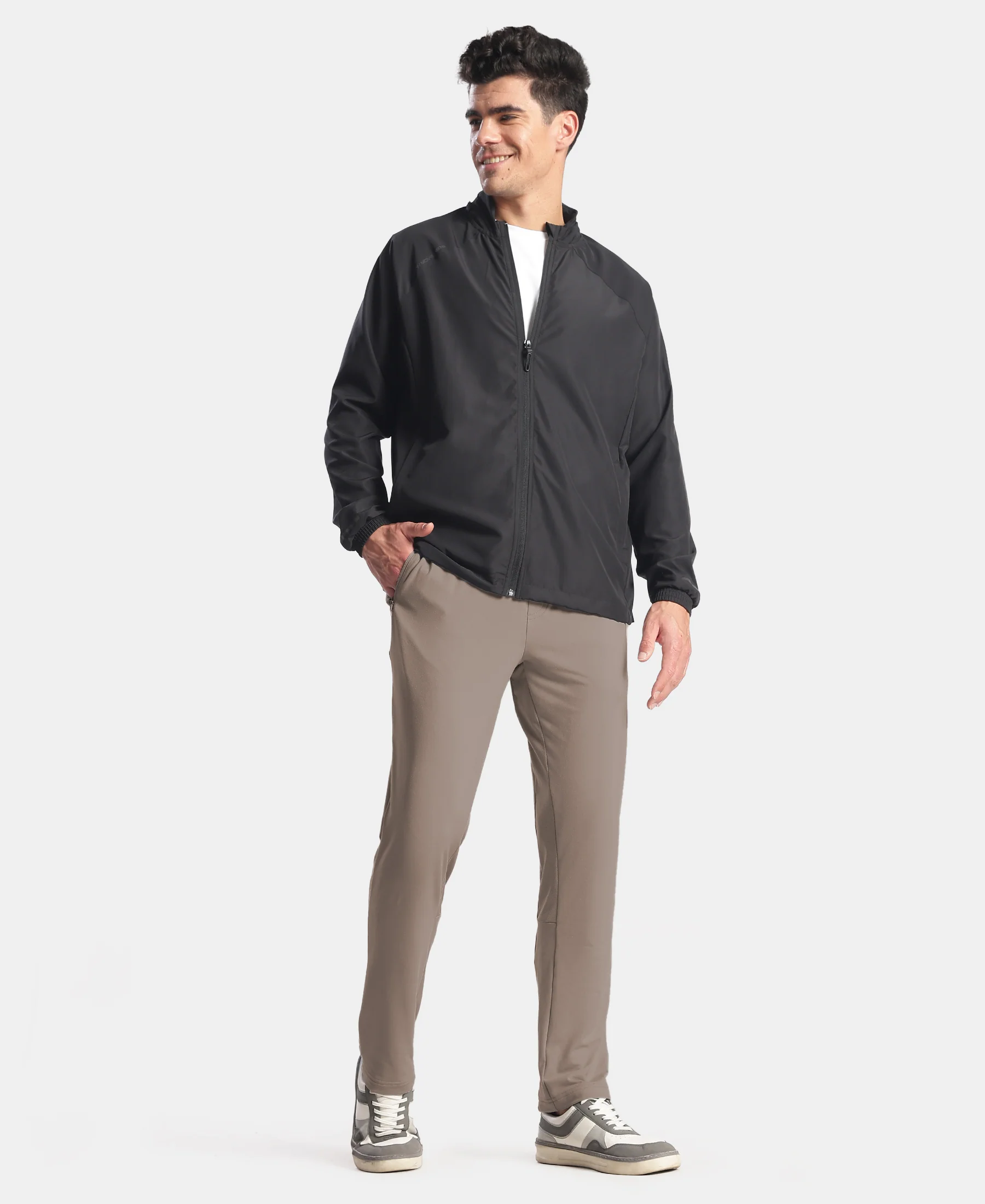 Soft Touch Microfiber Elastane Stretch Trackpant with Side Pockets and StayFresh Treatment - Dark Khaki - Image 4