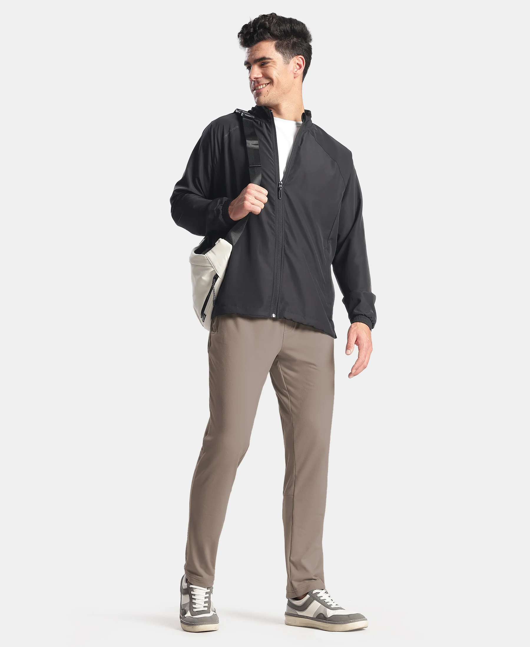 Soft Touch Microfiber Elastane Stretch Trackpant with Side Pockets and StayFresh Treatment - Dark Khaki - Image 6