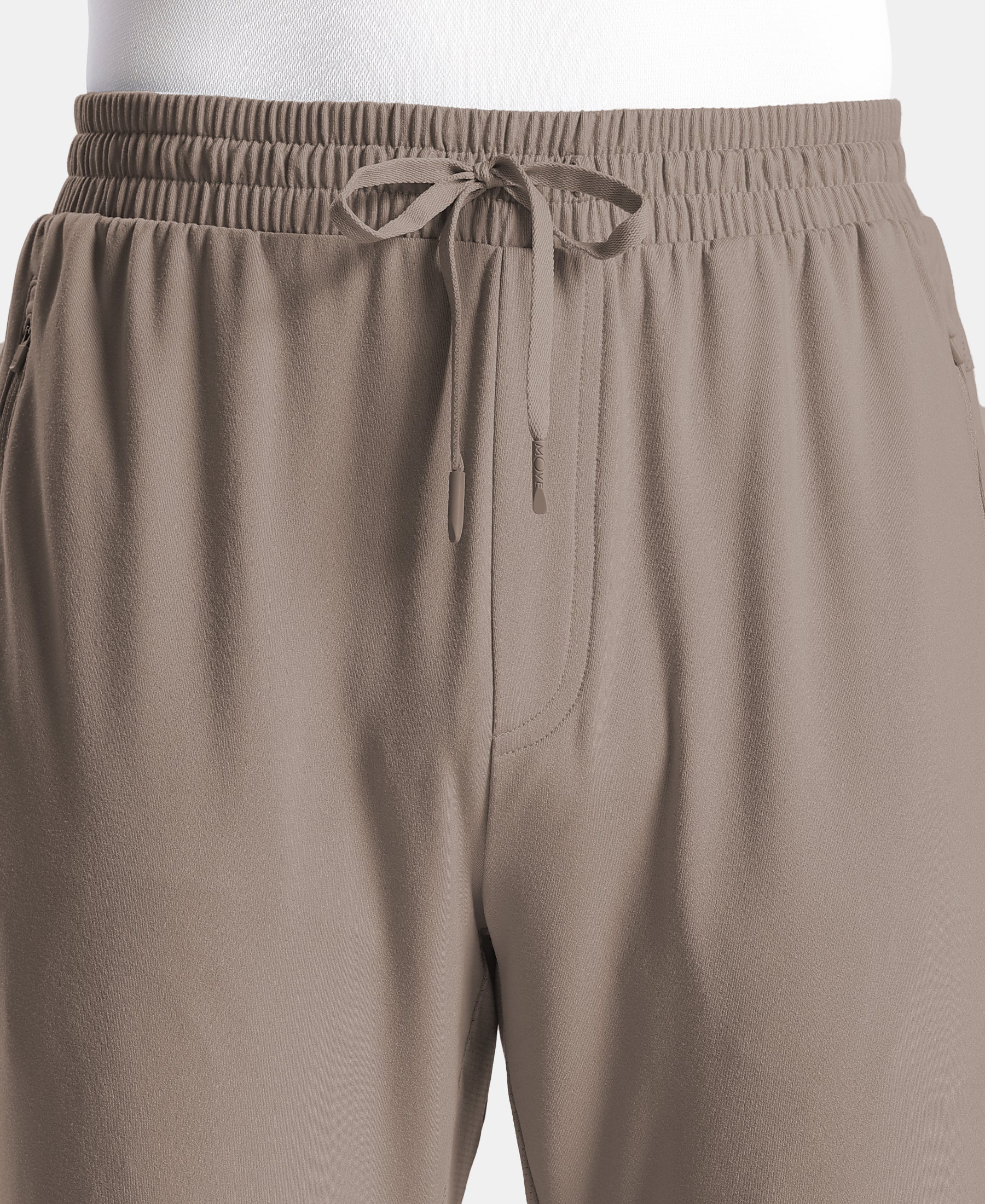 Soft Touch Microfiber Elastane Stretch Trackpant with Side Pockets and StayFresh Treatment - Dark Khaki - Image 8