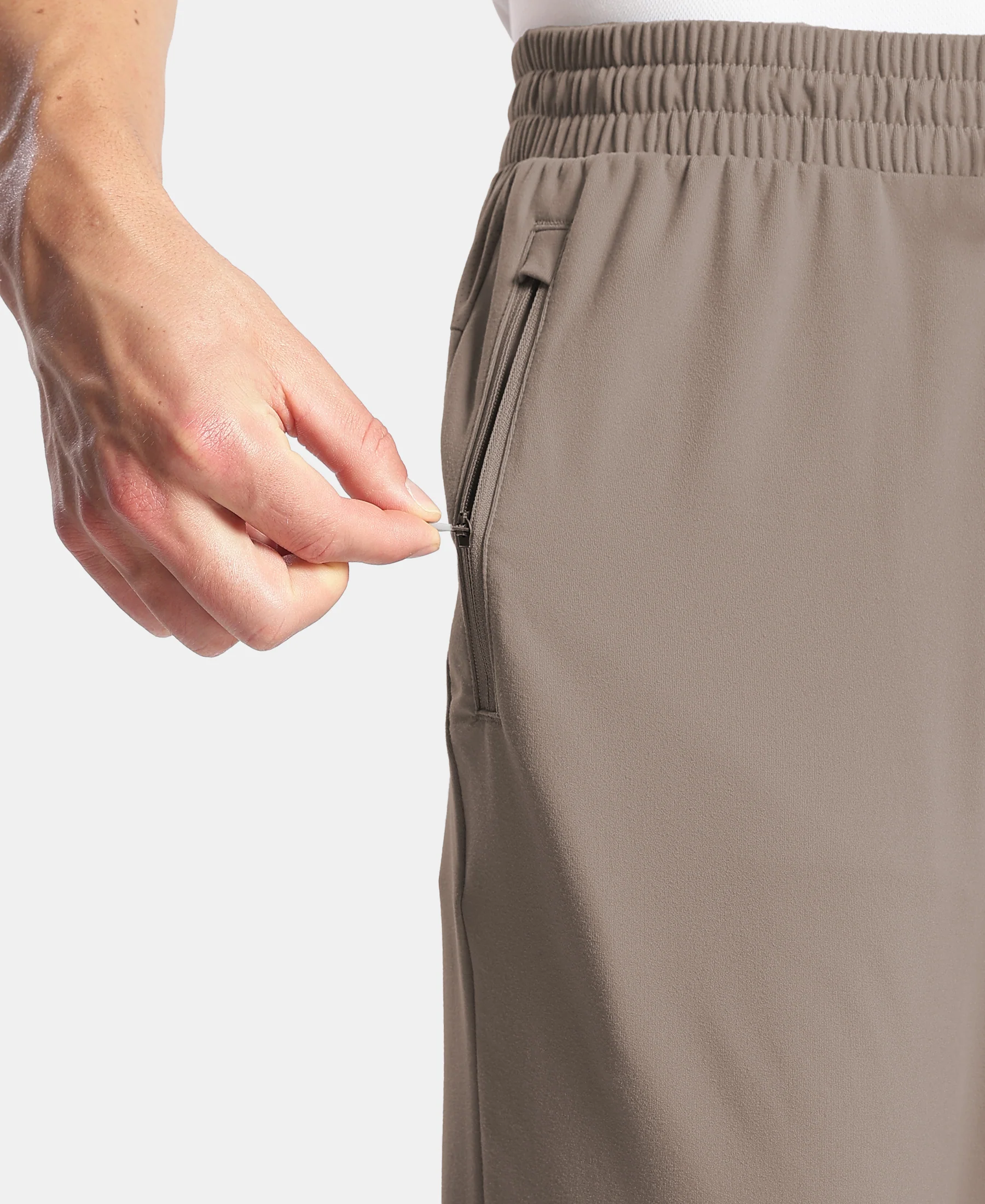 Soft Touch Microfiber Elastane Stretch Trackpant with Side Pockets and StayFresh Treatment - Dark Khaki - Image 9
