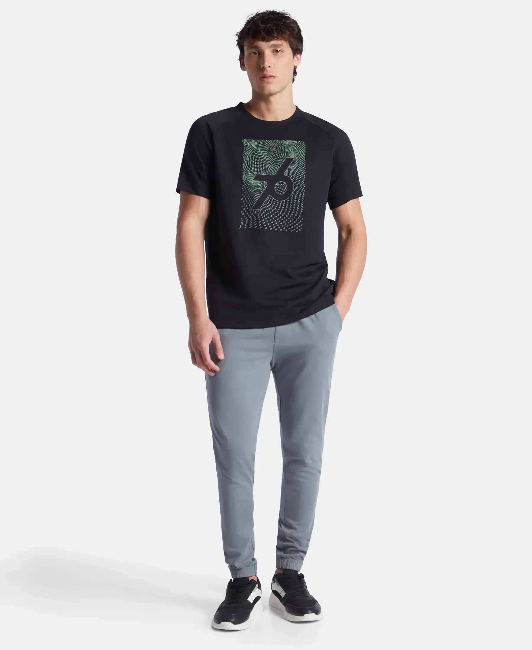 Super Combed Cotton Blend Graphic Printed Round Neck Half Sleeve T-Shirt with Stay Fresh Treatment - Black New - Image 4