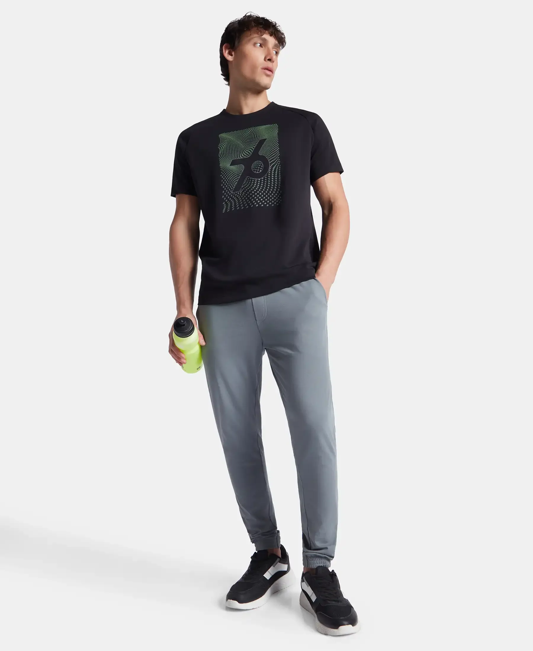 Super Combed Cotton Blend Graphic Printed Round Neck Half Sleeve T-Shirt with Stay Fresh Treatment - Black New - Image 6