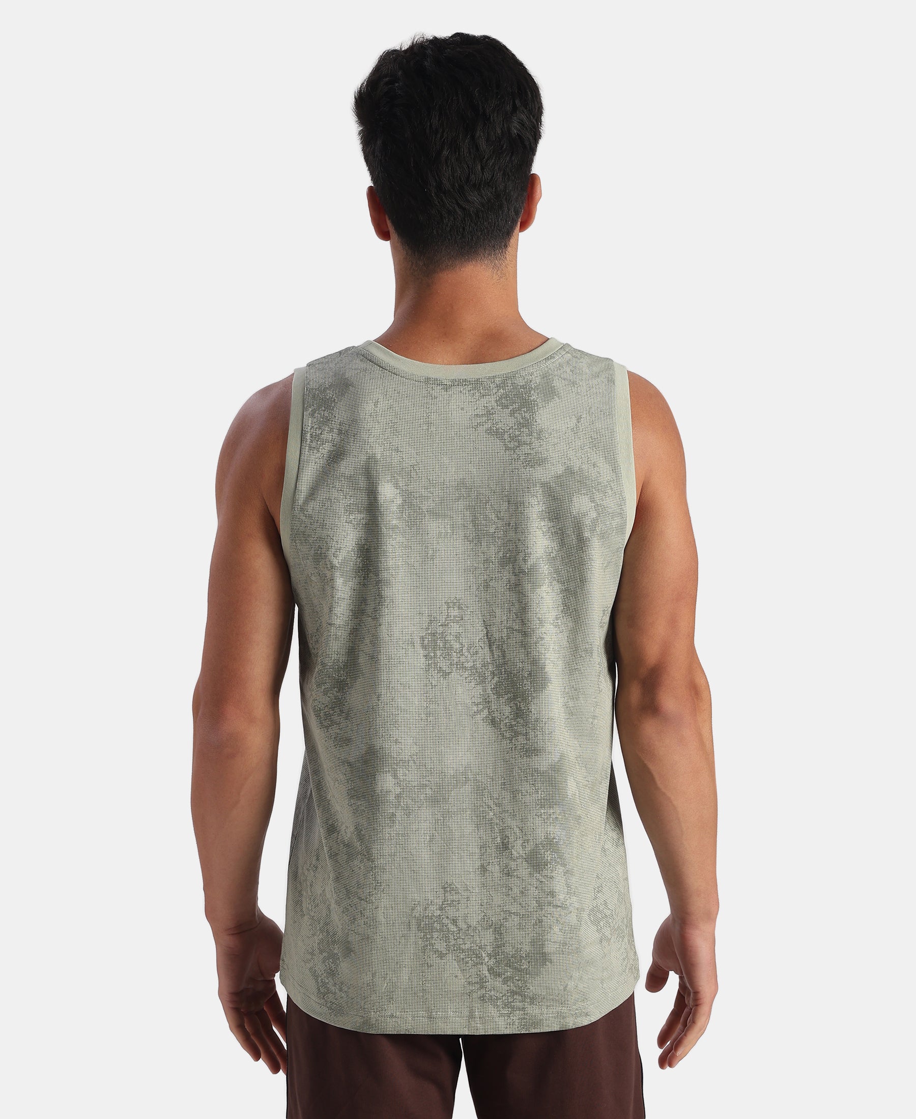 Super Combed Cotton Blend Printed Tank Top - Desert Sage - Image 3