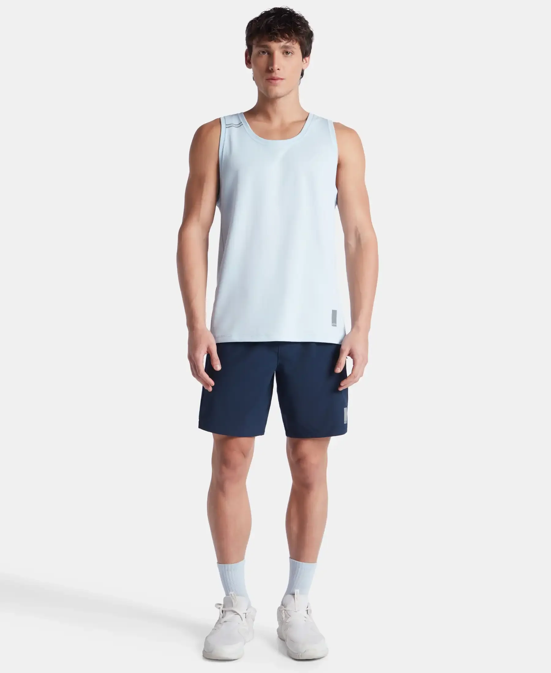 Super Combed Cotton Blend Solid Performance Tank Top with Breathable Mesh - Skyway - Image 4