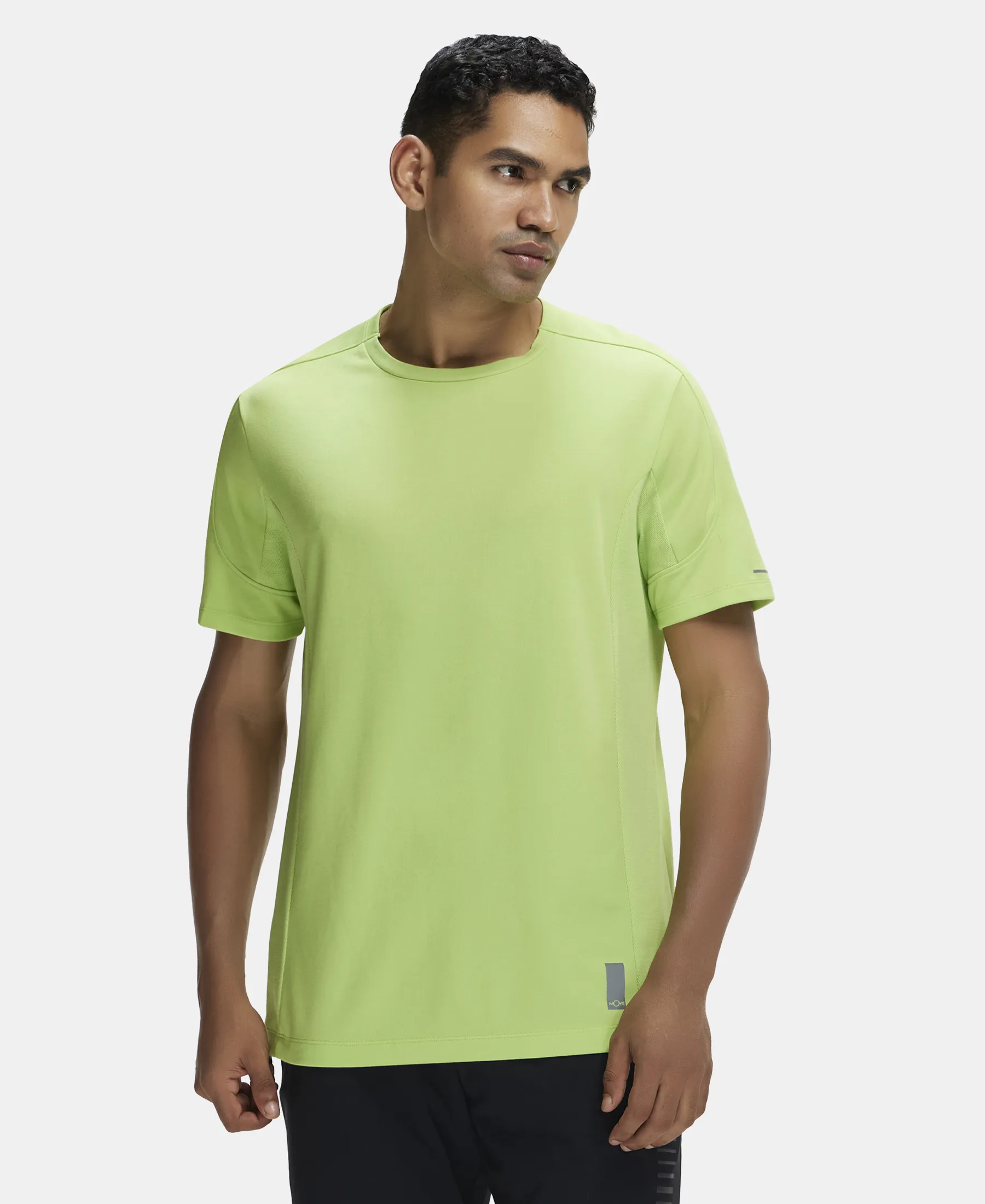 Super Combed Cotton Blend Solid Round Neck Half Sleeve T-Shirt with Breathable Mesh - Green Glow
