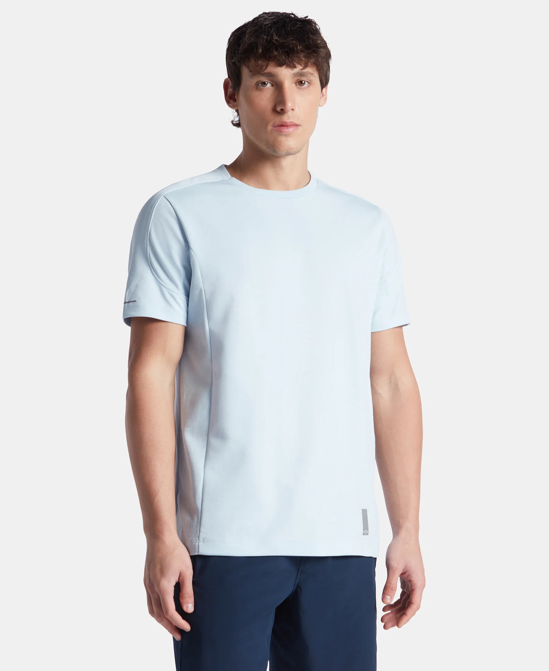 Super Combed Cotton Blend Solid Round Neck Half Sleeve T-Shirt with Breathable Mesh - Skyway - Image 2