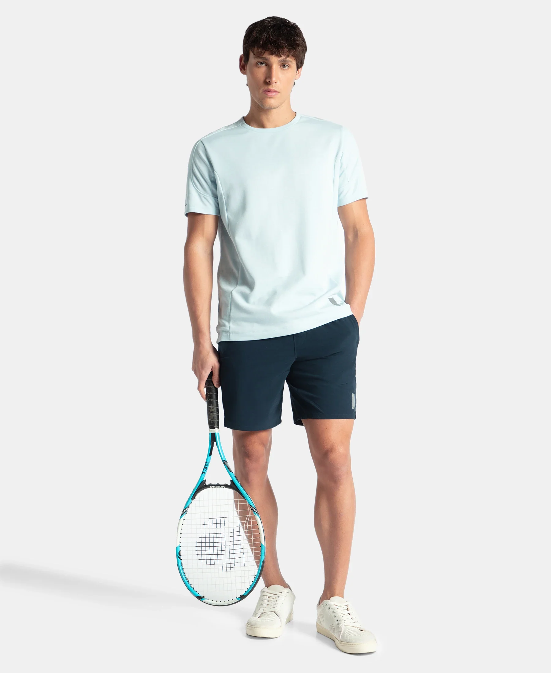 Super Combed Cotton Blend Solid Round Neck Half Sleeve T-Shirt with Breathable Mesh - Skyway - Image 4