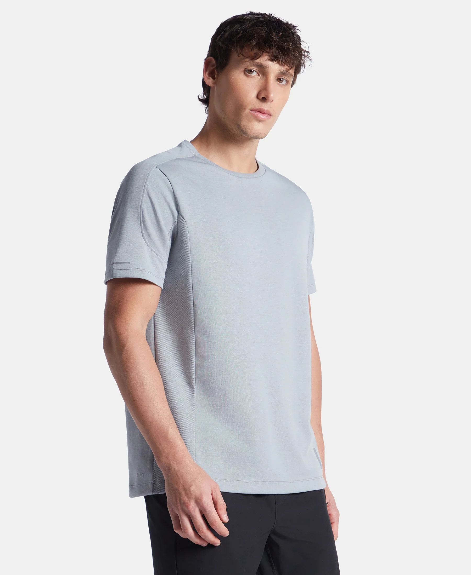 Super Combed Cotton Blend Solid Round Neck Half Sleeve T-Shirt with Breathable Mesh - Weathervane - Image 2