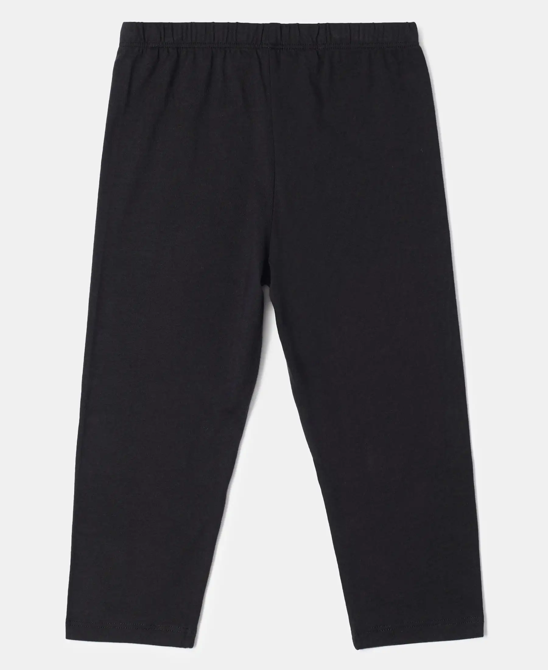 Girl's Super Combed Cotton Elastane Stretch Capri - Black - Image 2