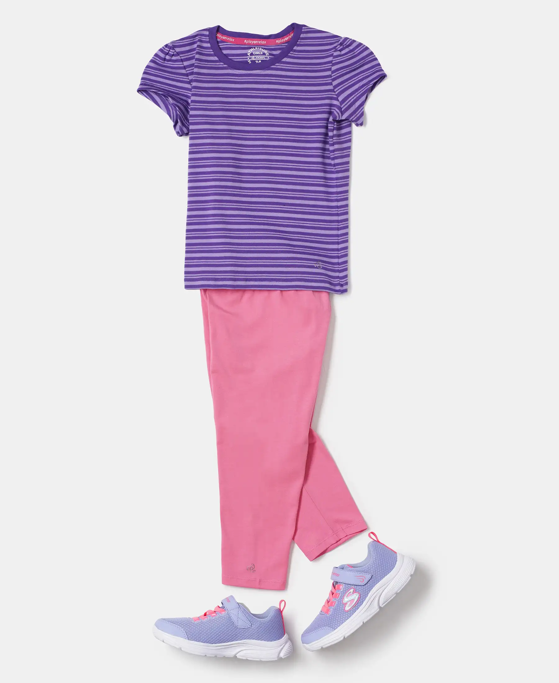 Girl's Super Combed Cotton Elastane Stretch Capri - Pink Carnation - Image 4