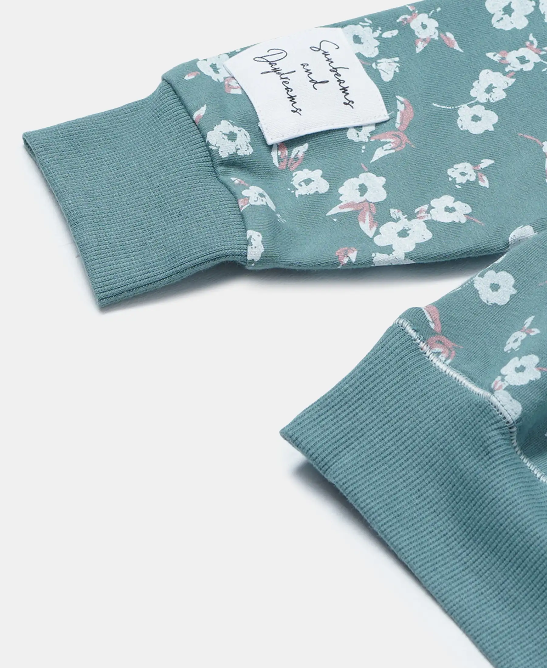 Girl's Super Combed Cotton Elastane Stretch French Terry Printed Hoodie Sweatshirt - Mineral Blue Printed - Image 3