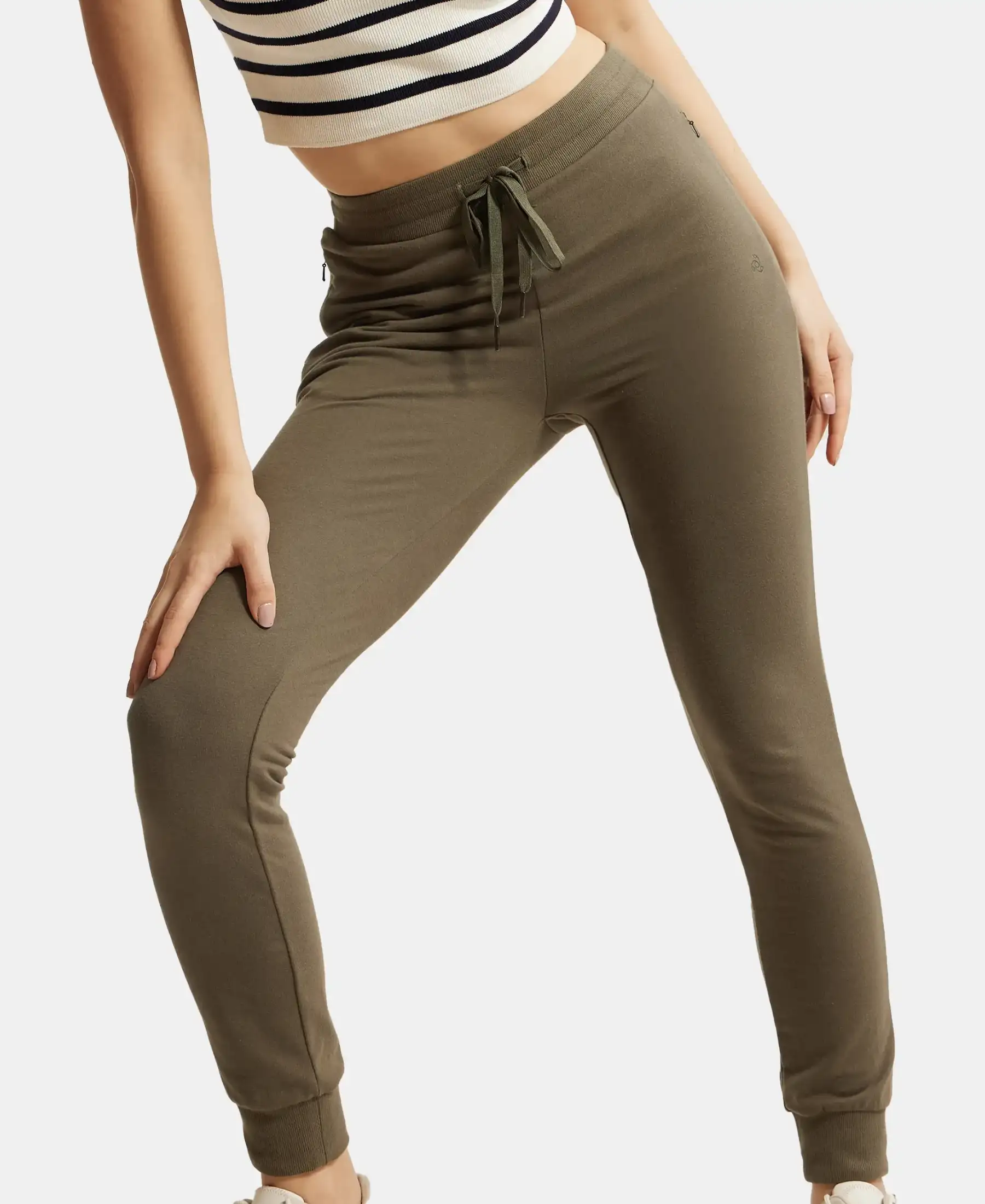 Super Combed Cotton Elastane French Terry Relaxed Fit Joggers With Zipper Pockets - Beetle - Image 5