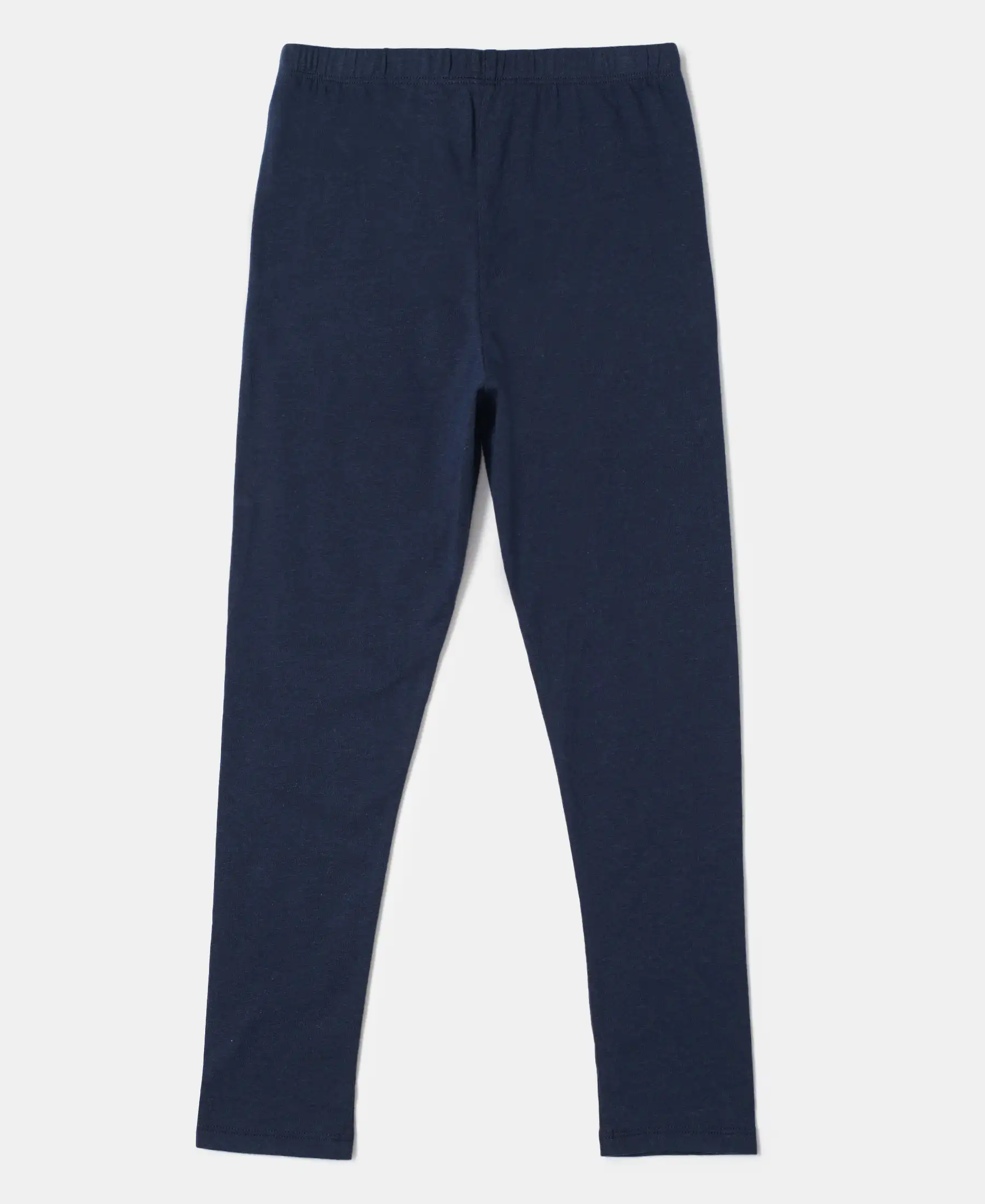 Girl's Super Combed Cotton Elastane Stretch Leggings - Navy - Image 2