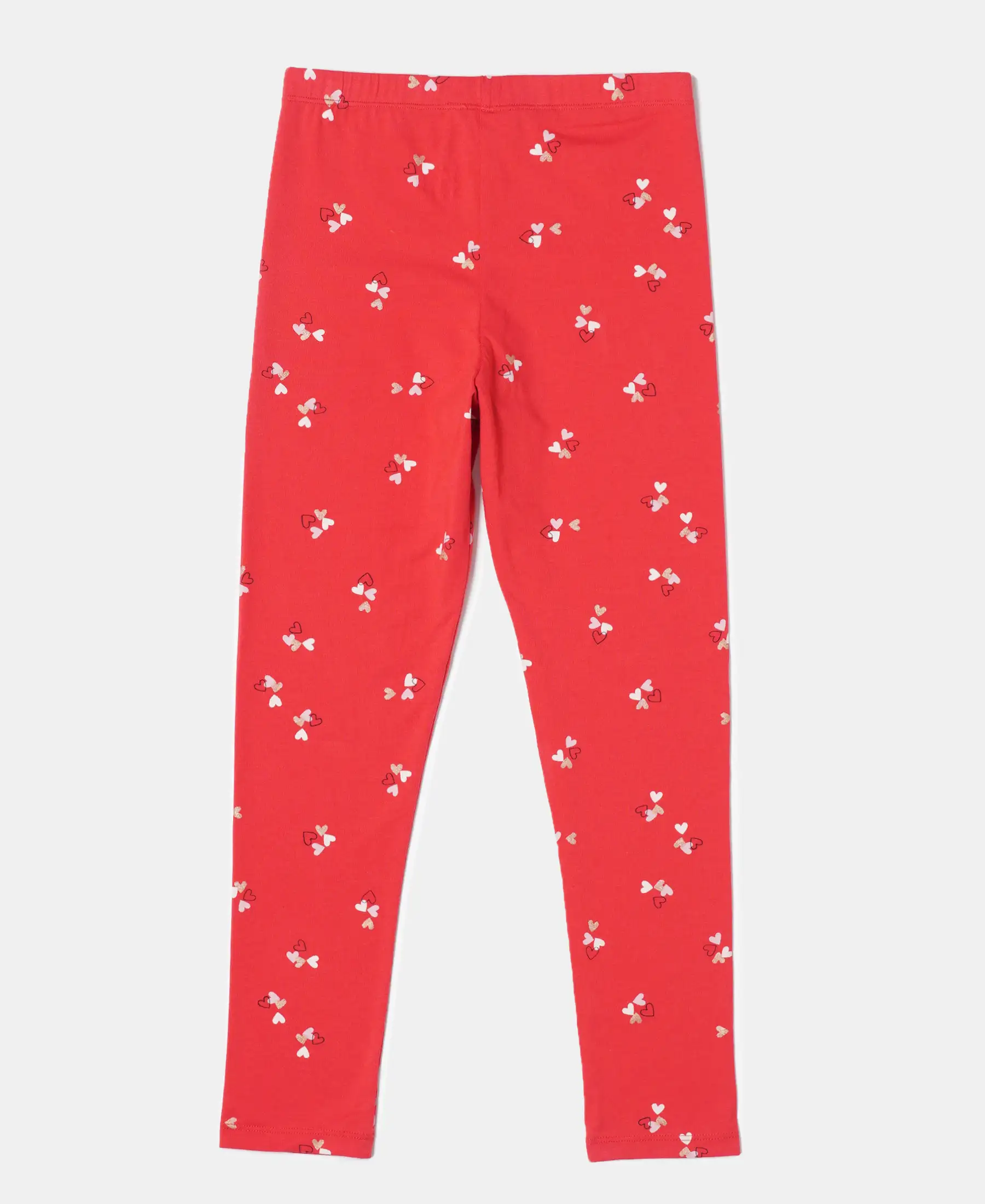 Girl's Super Combed Cotton Elastane Stretch Leggings - Rio Red Printed - Image 2