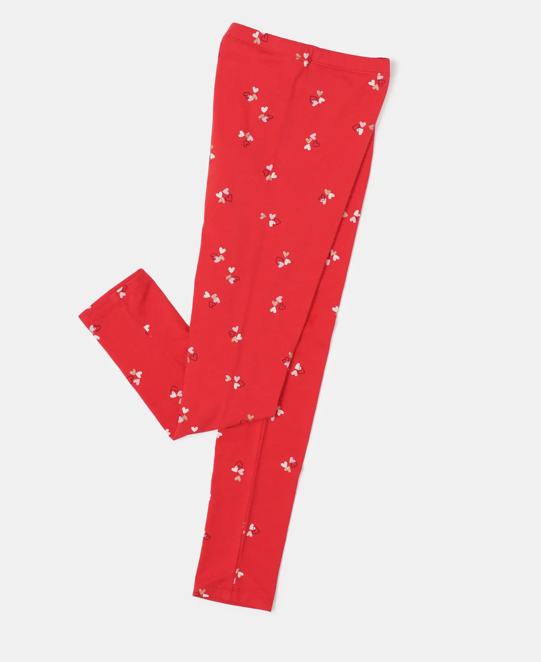 Girl's Super Combed Cotton Elastane Stretch Leggings - Rio Red Printed - Image 4