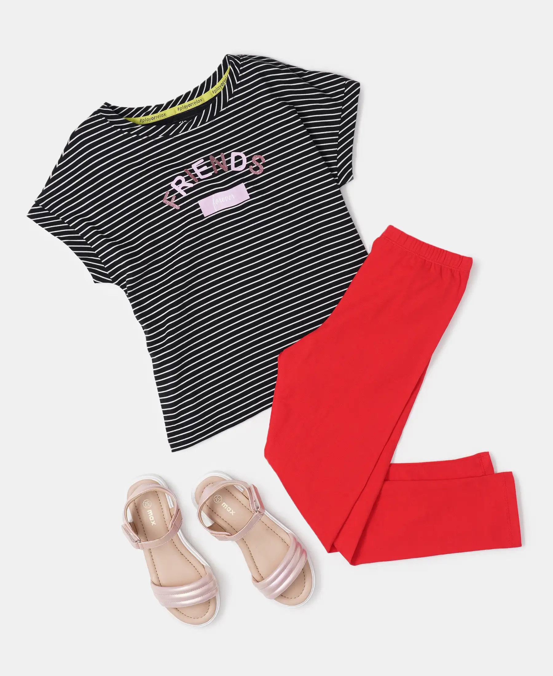 Girl's Super Combed Cotton Elastane Stretch Leggings - Rio Red - Image 4
