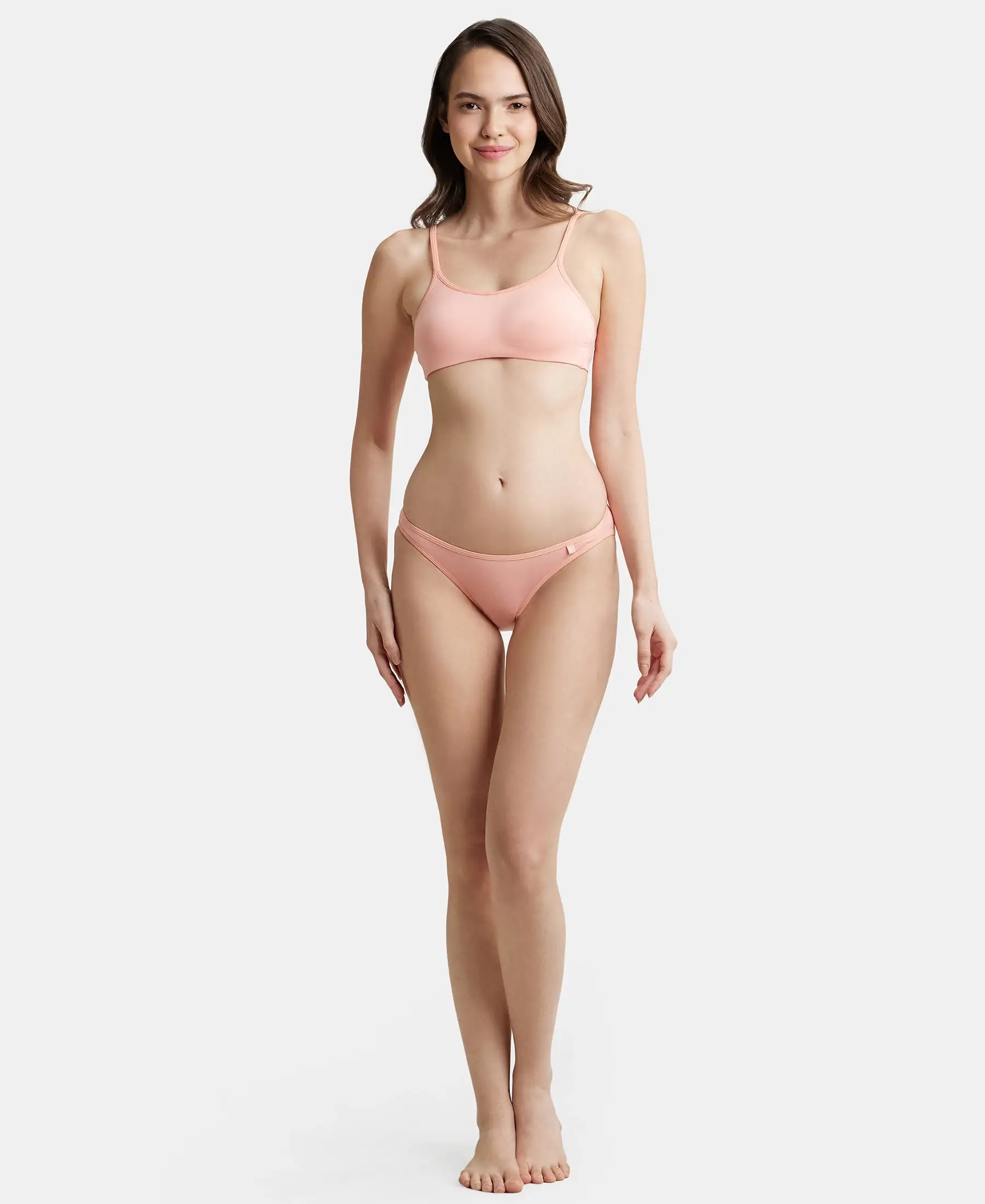 Super Combed Cotton Elastane Stretch Low Waist Bikini With Concealed Waistband and StayFresh Treatment - Candlelight Peach - Image 4