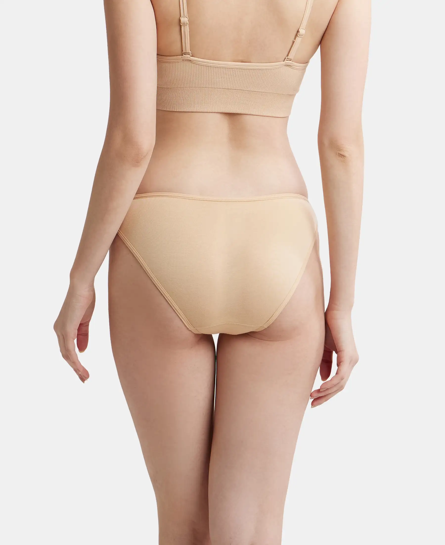 Super Combed Cotton Elastane Stretch Low Waist Bikini With Concealed Waistband and StayFresh Treatment - Light Skin - Image 3
