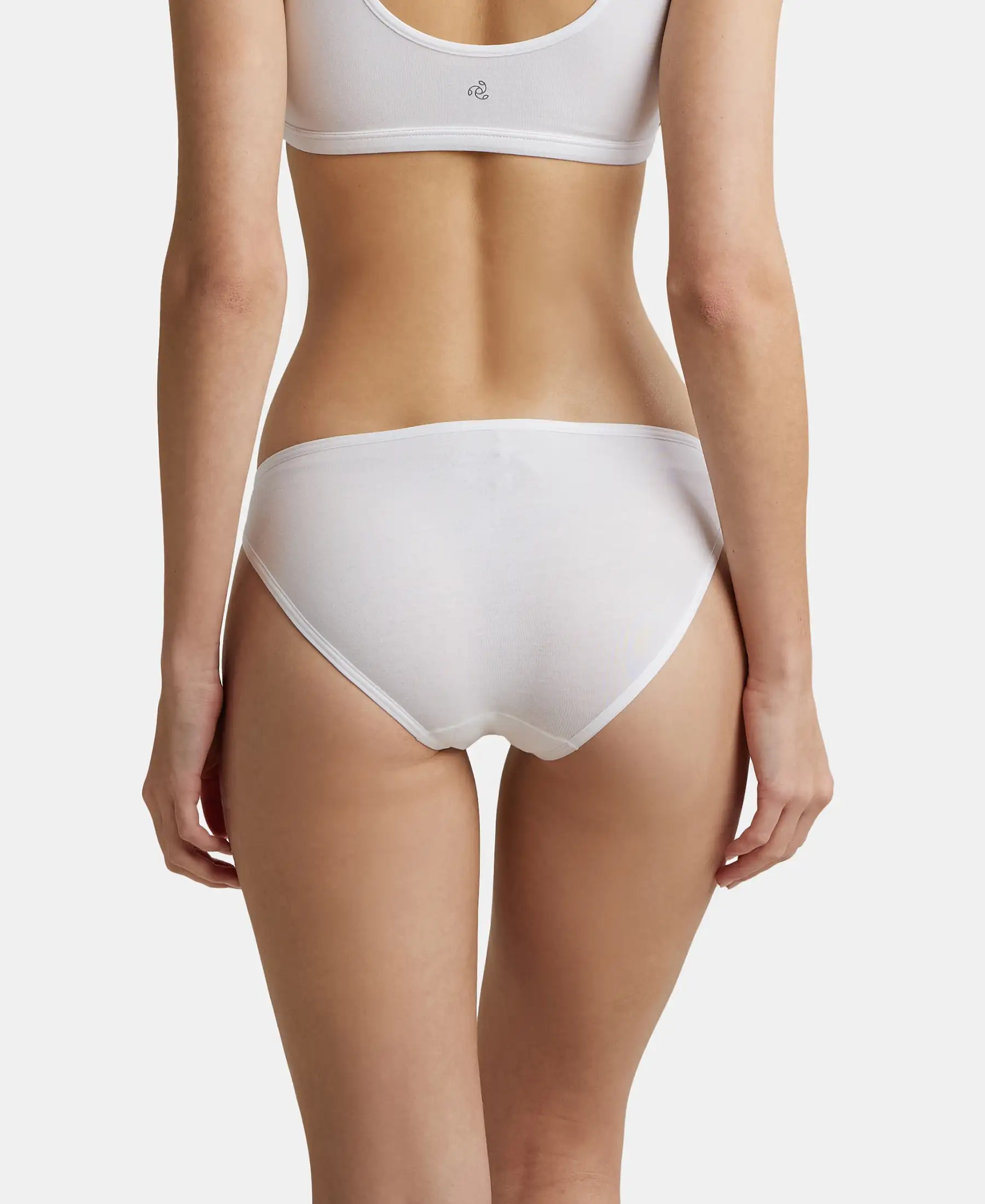 Super Combed Cotton Elastane Stretch Low Waist Bikini With Concealed Waistband and StayFresh Treatment - White - Image 3