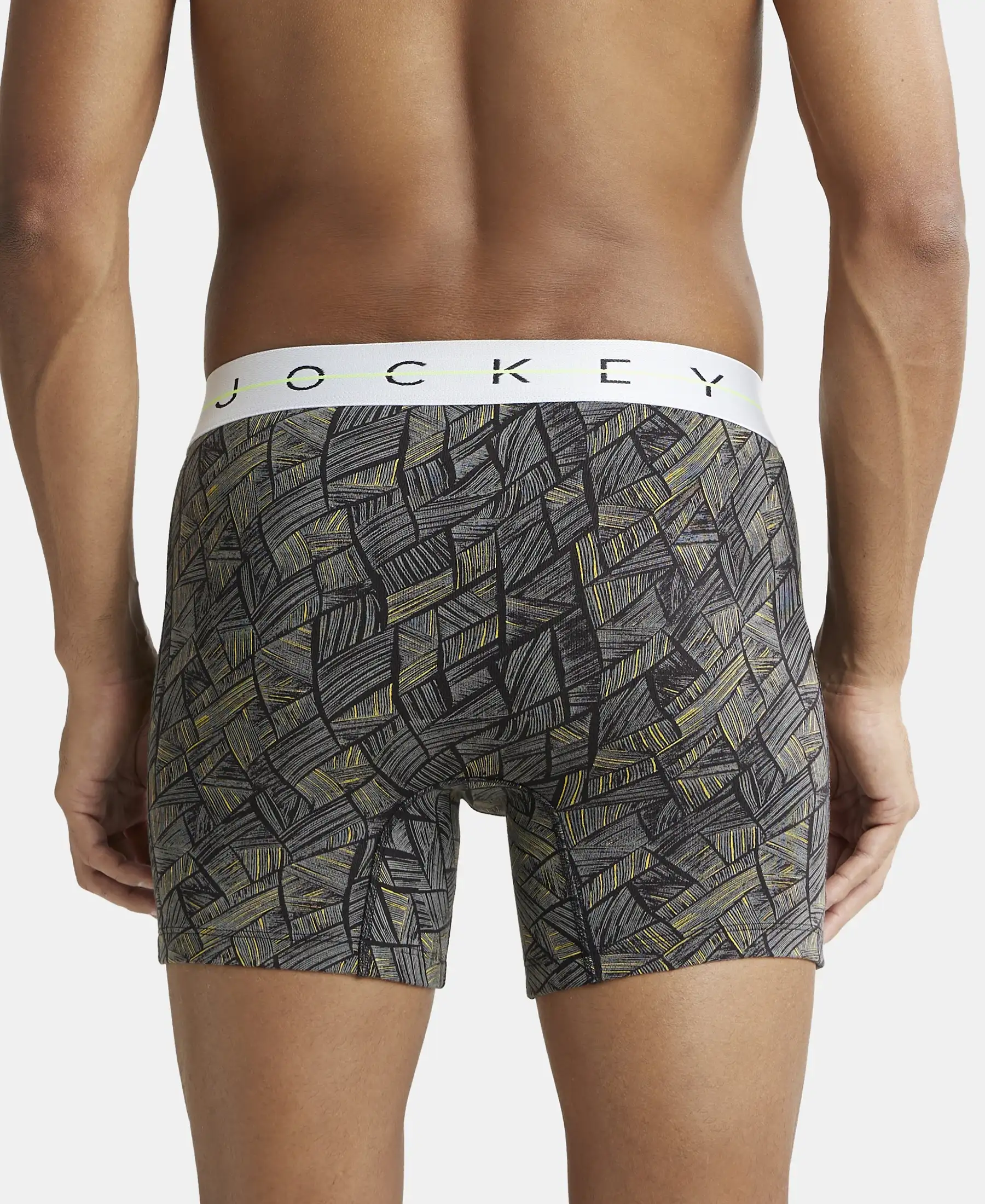 Super Combed Cotton Elastane Stretch Printed Boxer Brief with Ultrasoft Waistband - Black - Image 3