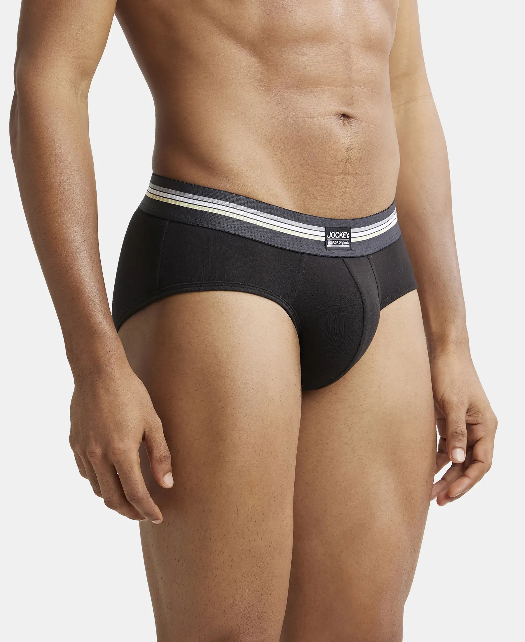 Super Combed Cotton Elastane Stretch Printed Brief with Ultrasoft Waistband - Black print (Pack of 2) - Image 10