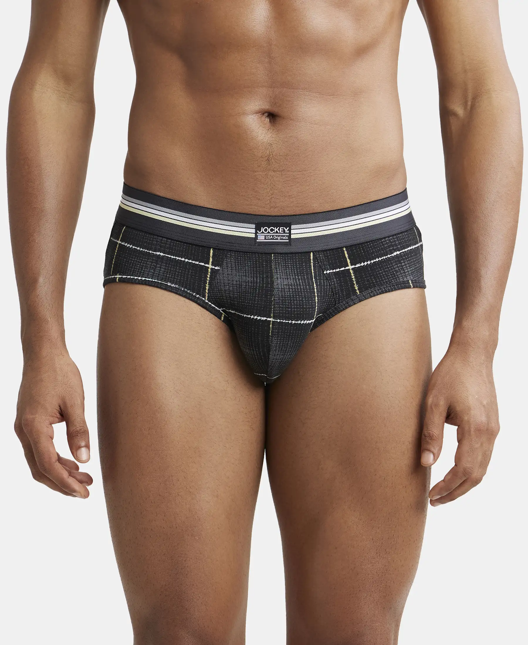 Super Combed Cotton Elastane Stretch Printed Brief with Ultrasoft Waistband - Black print (Pack of 2) - Image 7