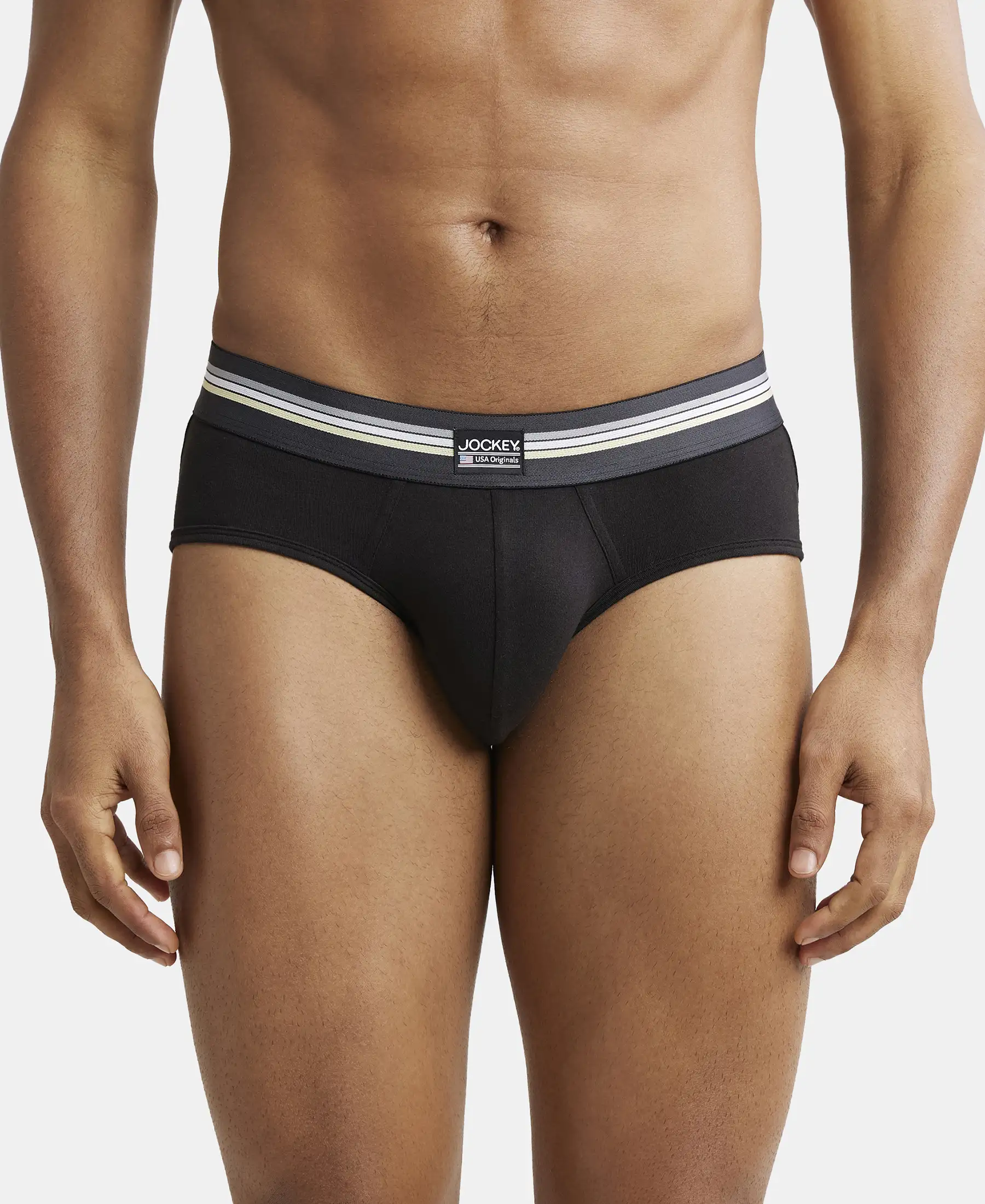 Super Combed Cotton Elastane Stretch Printed Brief with Ultrasoft Waistband - Black print (Pack of 2) - Image 9
