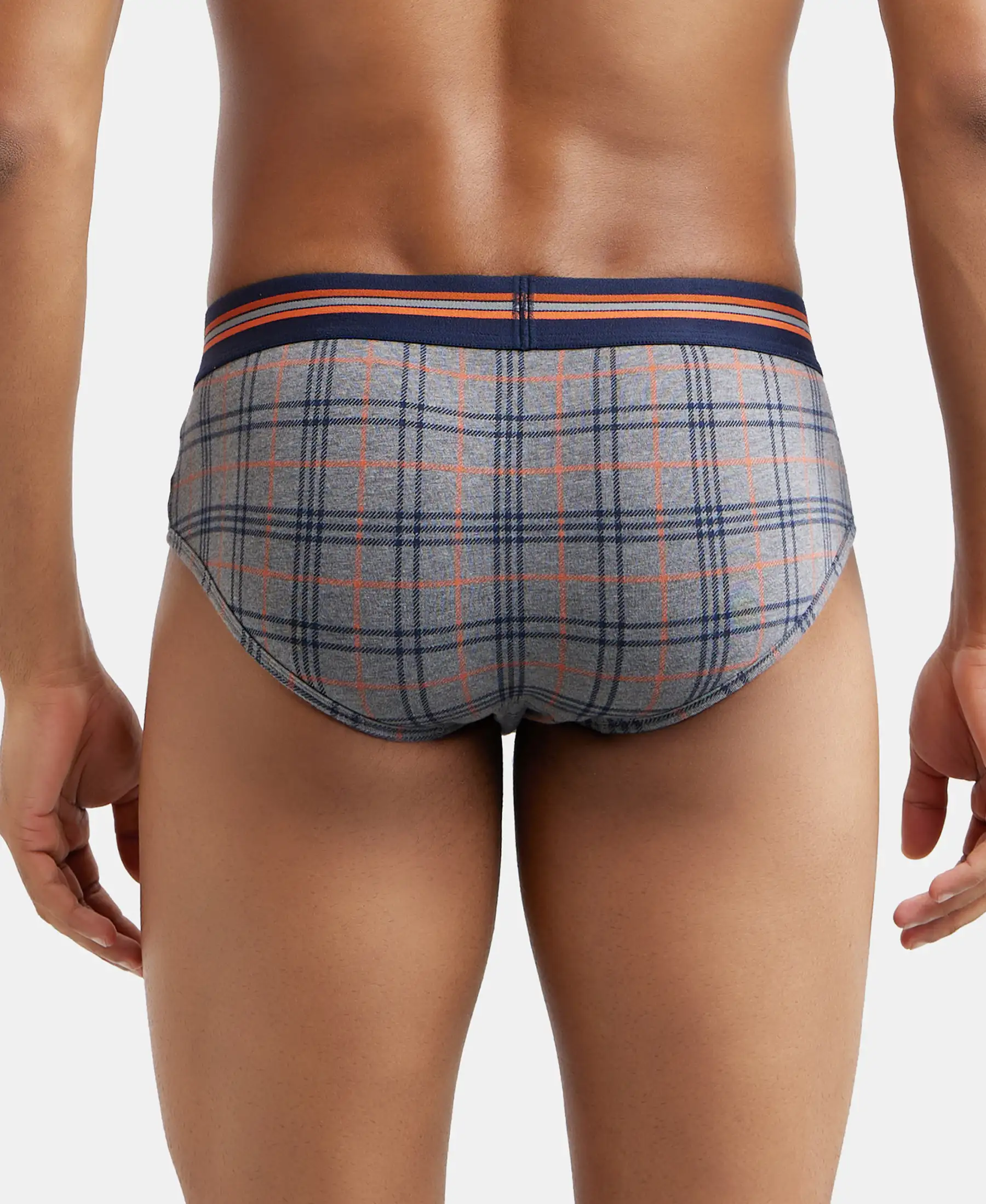 Super Combed Cotton Elastane Stretch Printed Brief with Ultrasoft Waistband - Navy Print (Pack of 2) - Image 11