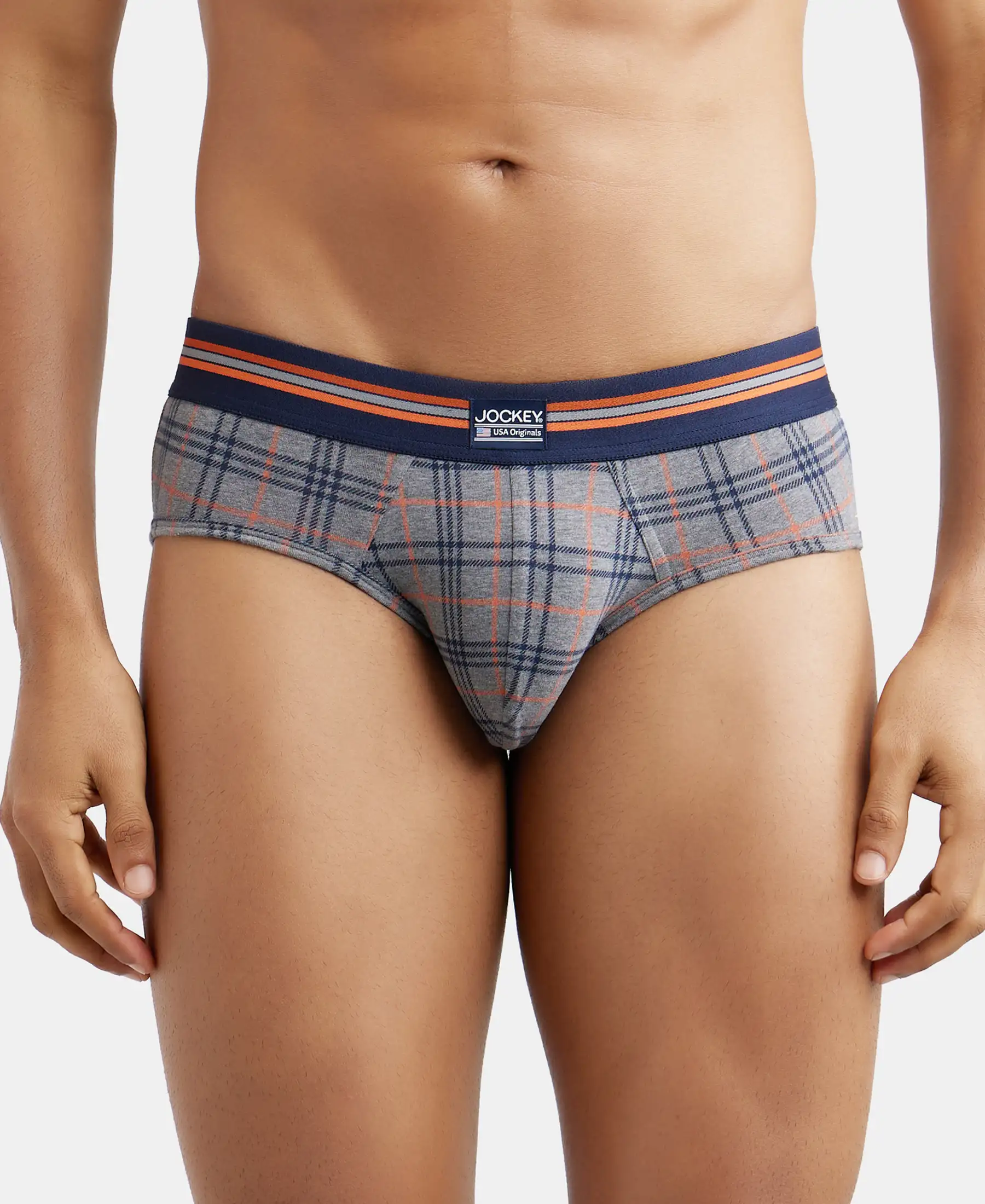 Super Combed Cotton Elastane Stretch Printed Brief with Ultrasoft Waistband - Navy Print (Pack of 2) - Image 9