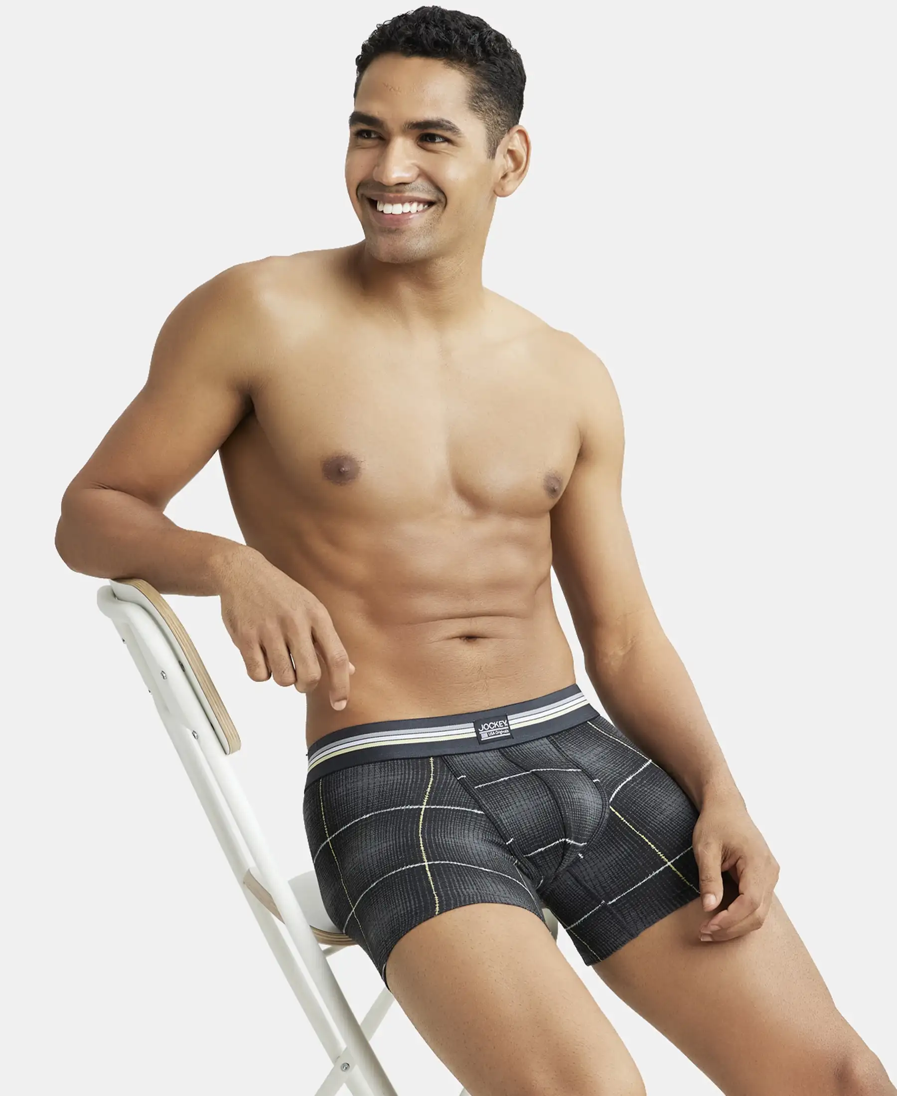 Super Combed Cotton Elastane Stretch Printed Trunk with Ultrasoft Waistband - Black print (Pack of 2) - Image 13