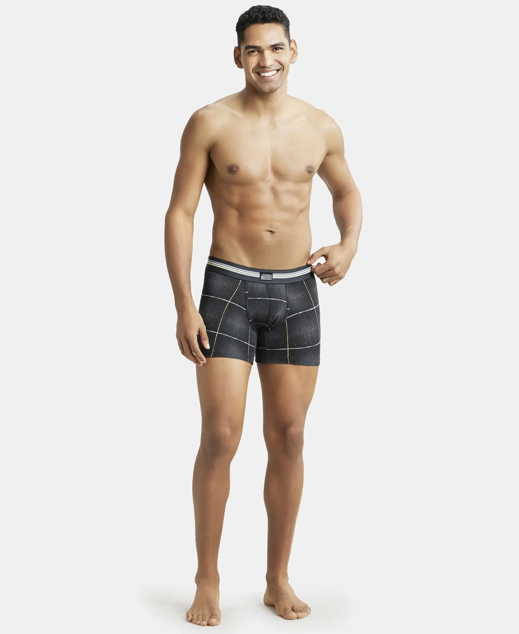 Super Combed Cotton Elastane Stretch Printed Trunk with Ultrasoft Waistband - Black print (Pack of 2) - Image 6