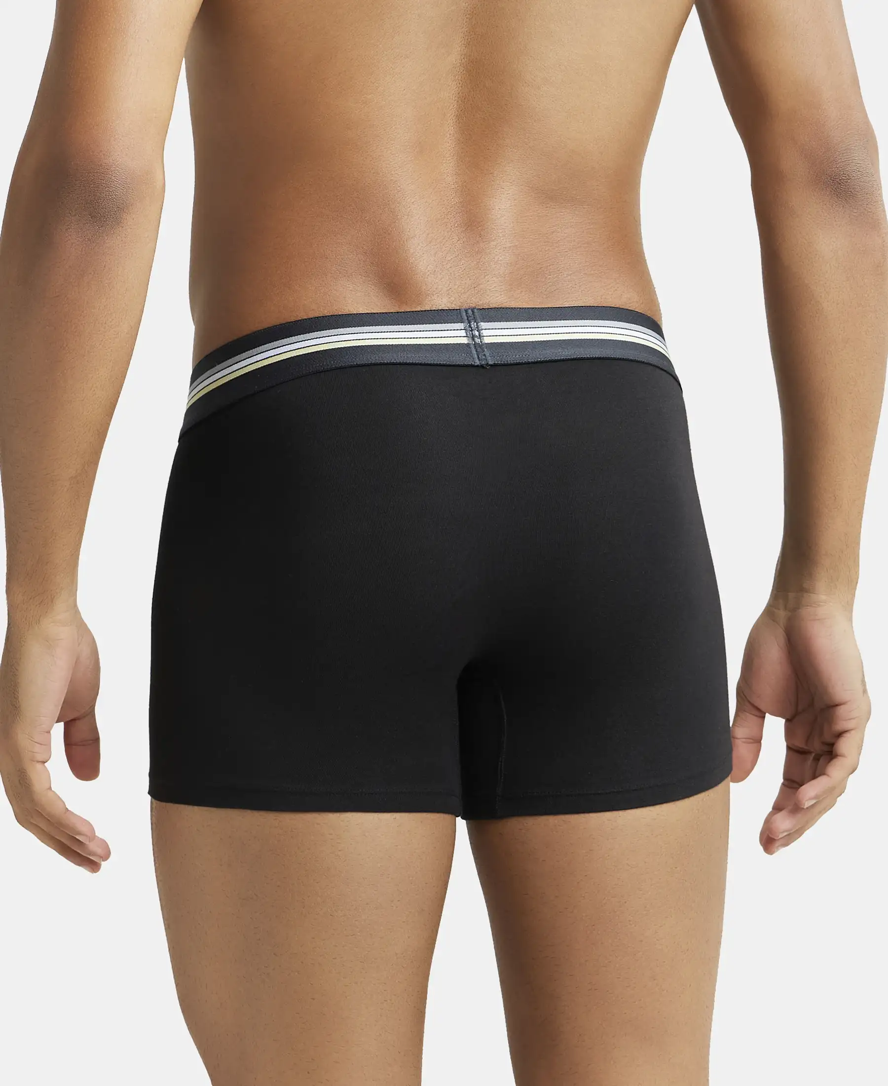 Super Combed Cotton Elastane Stretch Printed Trunk with Ultrasoft Waistband - Black print (Pack of 2) - Image 7