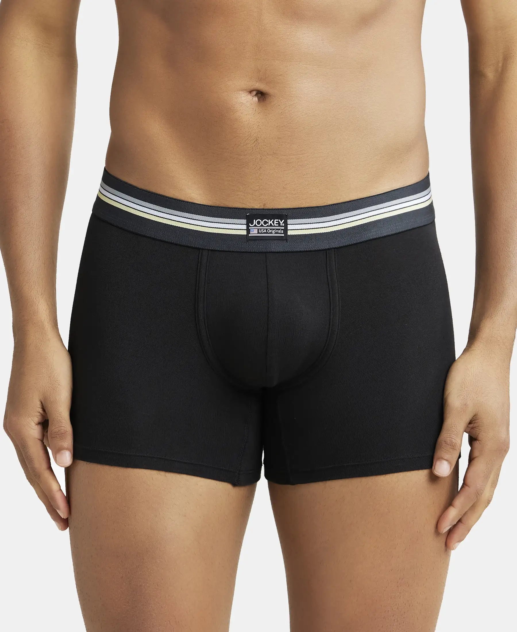 Super Combed Cotton Elastane Stretch Printed Trunk with Ultrasoft Waistband - Black print (Pack of 2) - Image 9