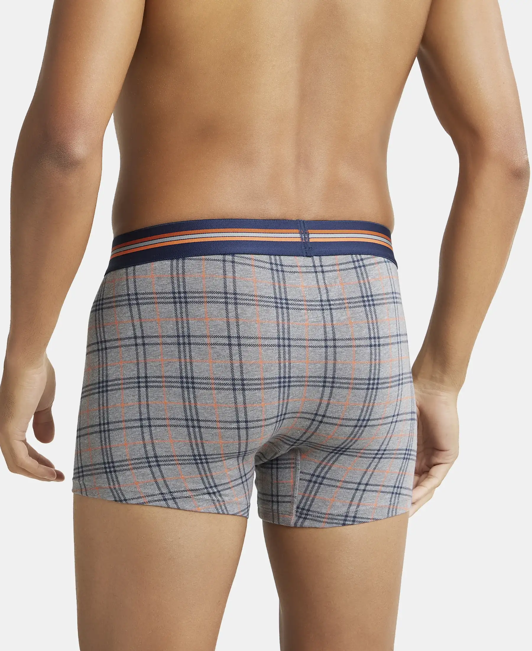 Super Combed Cotton Elastane Stretch Printed Trunk with Ultrasoft Waistband - Navy Print (Pack of 2) - Image 12
