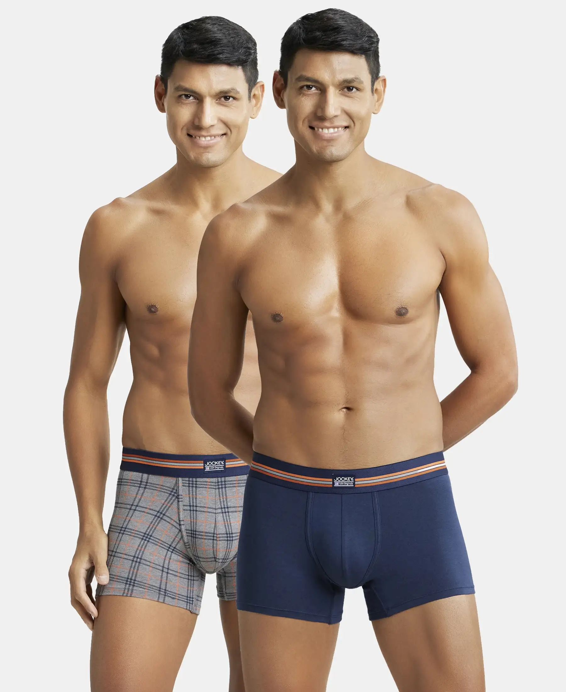 Super Combed Cotton Elastane Stretch Printed Trunk with Ultrasoft Waistband - Navy Print (Pack of 2) - Image 5