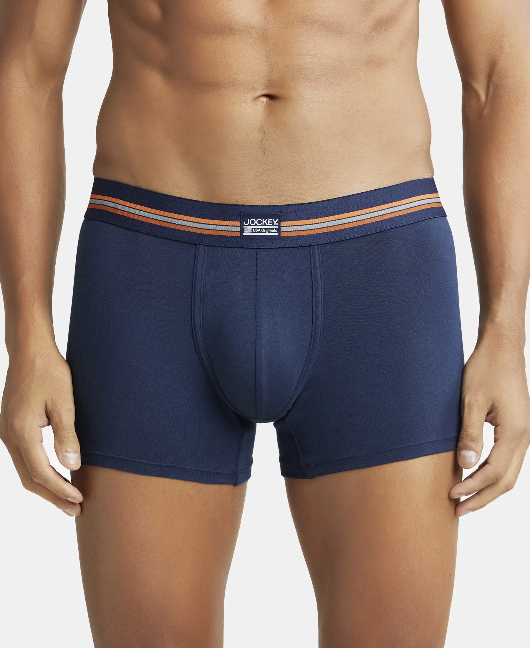 Super Combed Cotton Elastane Stretch Printed Trunk with Ultrasoft Waistband - Navy Print (Pack of 2) - Image 7