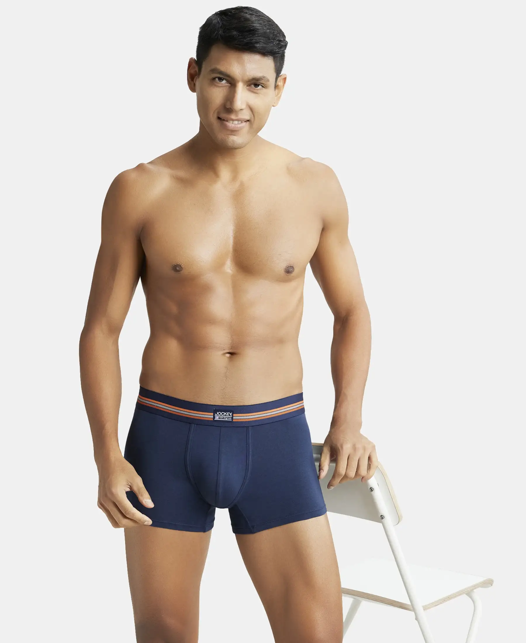 Super Combed Cotton Elastane Stretch Printed Trunk with Ultrasoft Waistband - Navy Print (Pack of 2) - Image 8