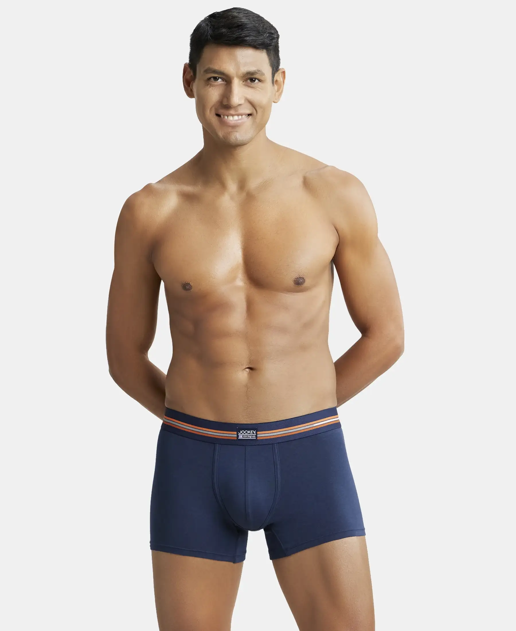 Super Combed Cotton Elastane Stretch Printed Trunk with Ultrasoft Waistband - Navy Print (Pack of 2) - Image 9