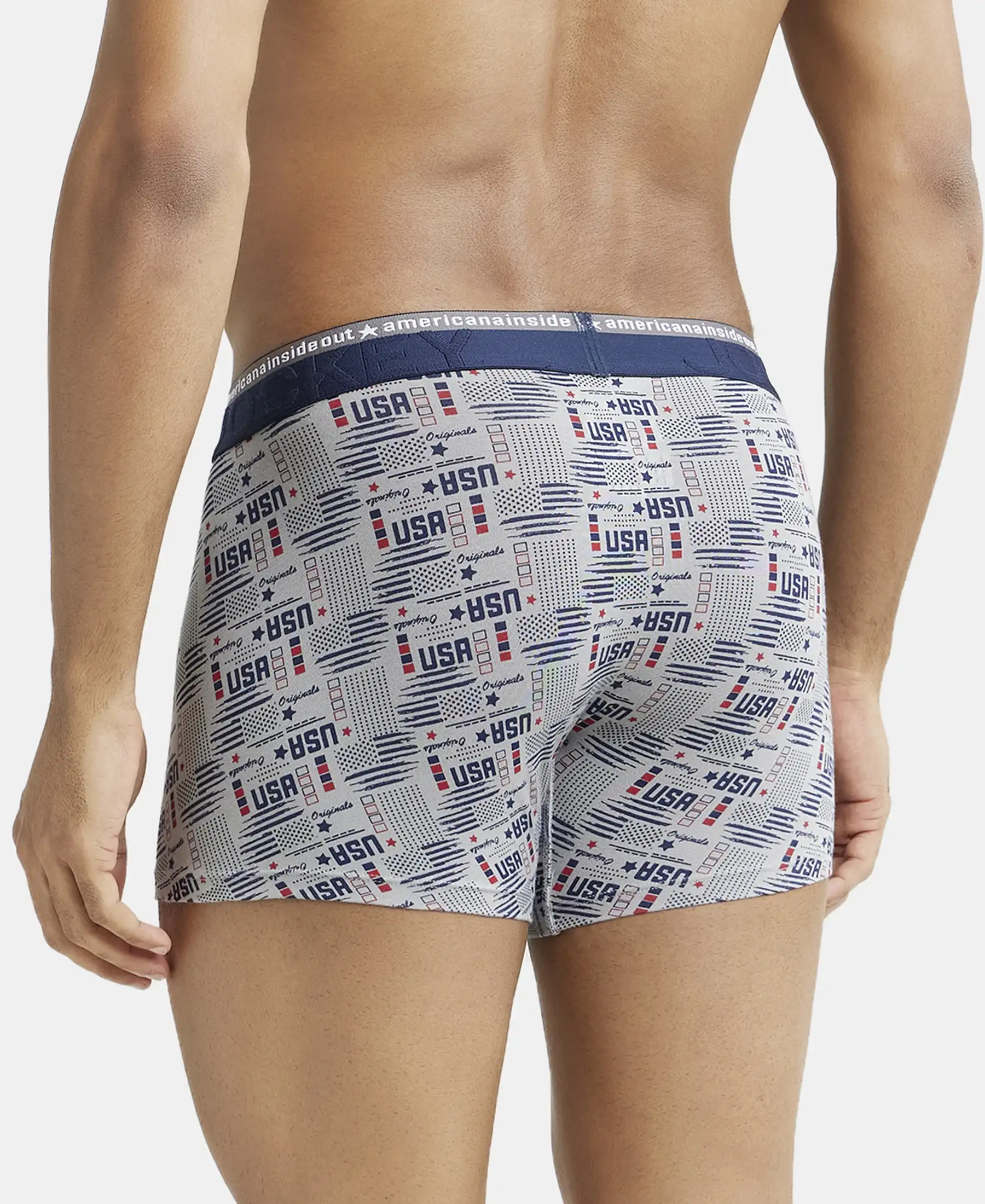 Super Combed Cotton Elastane Stretch Printed Trunk with Ultrasoft Waistband - Nickle - Image 3