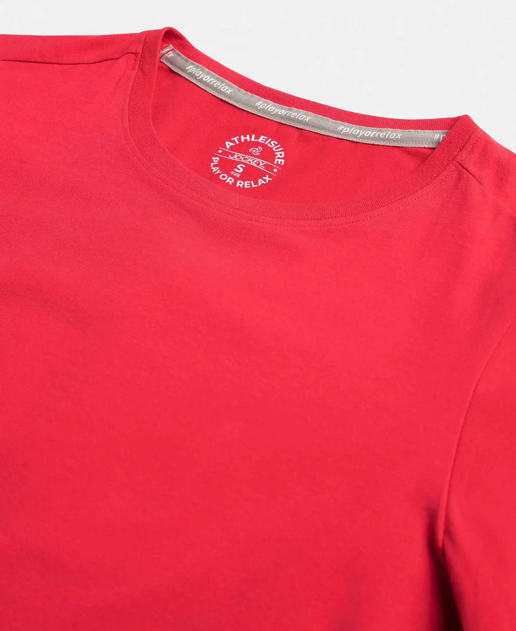 Super Combed Cotton Elastane Stretch Regular Fit Solid Round Neck Half Sleeve T-Shirt - Jester Red - Image 8