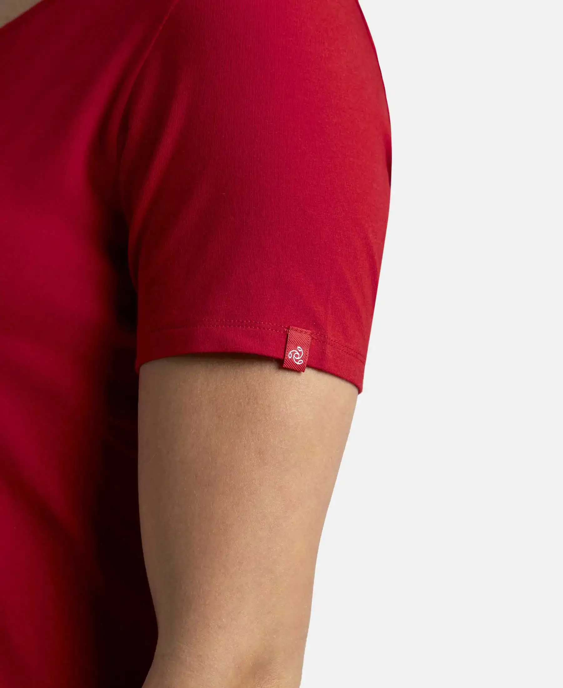 Super Combed Cotton Elastane Stretch Regular Fit Solid V Neck Half Sleeve T-Shirt - Jester Red - Image 8