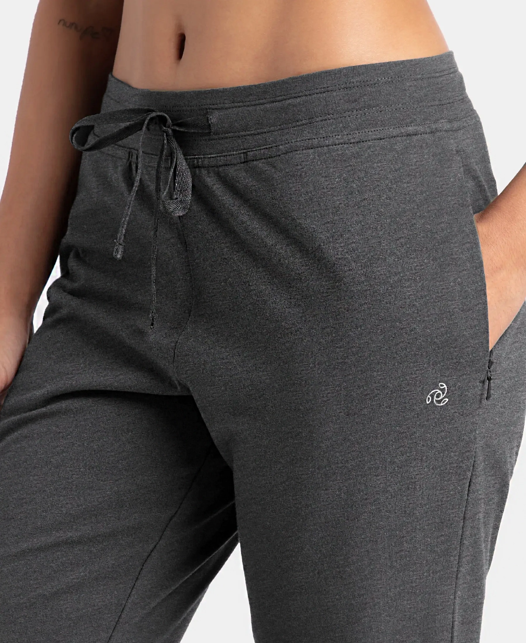 Super Combed Cotton Elastane Stretch Slim Fit Capri with Side Pockets - Charcoal Melange - Image 7