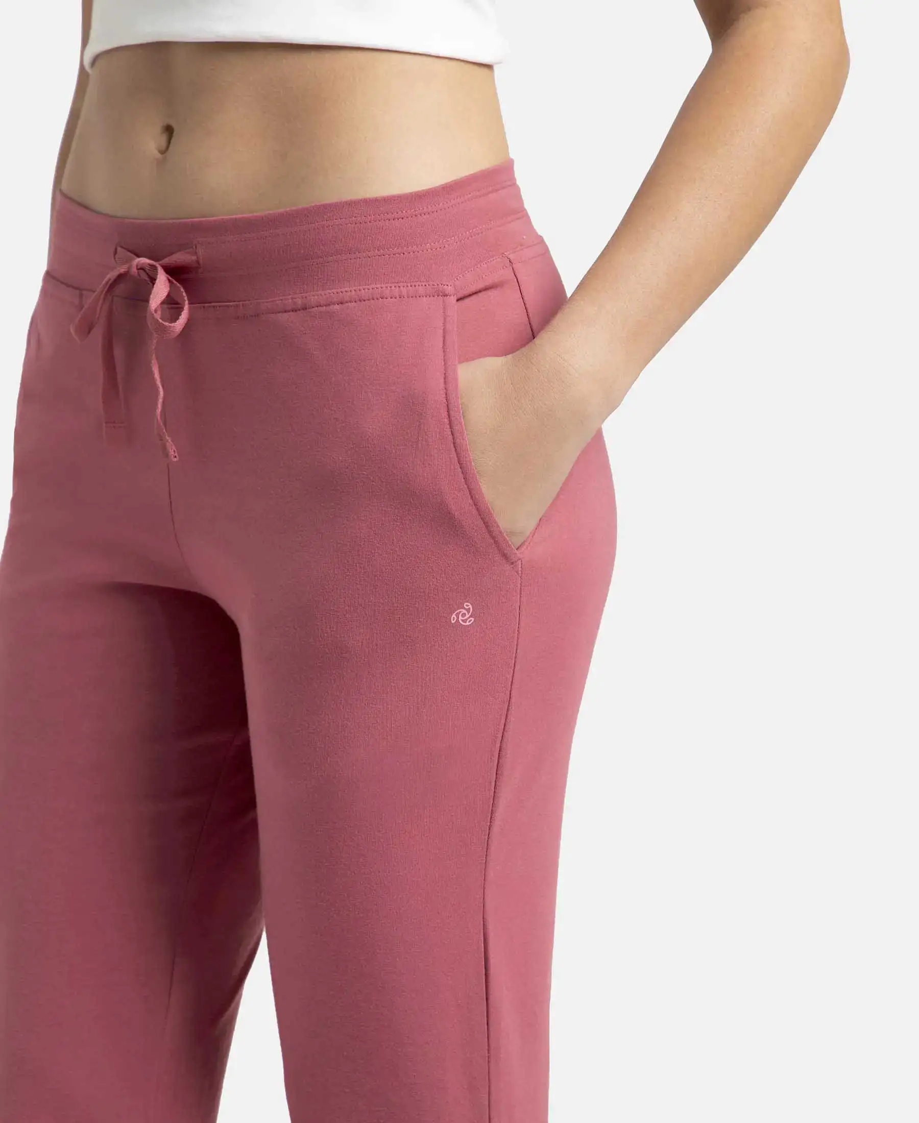 Super Combed Cotton Elastane Stretch Slim Fit Capri with Side Pockets - Rose Wine - Image 8